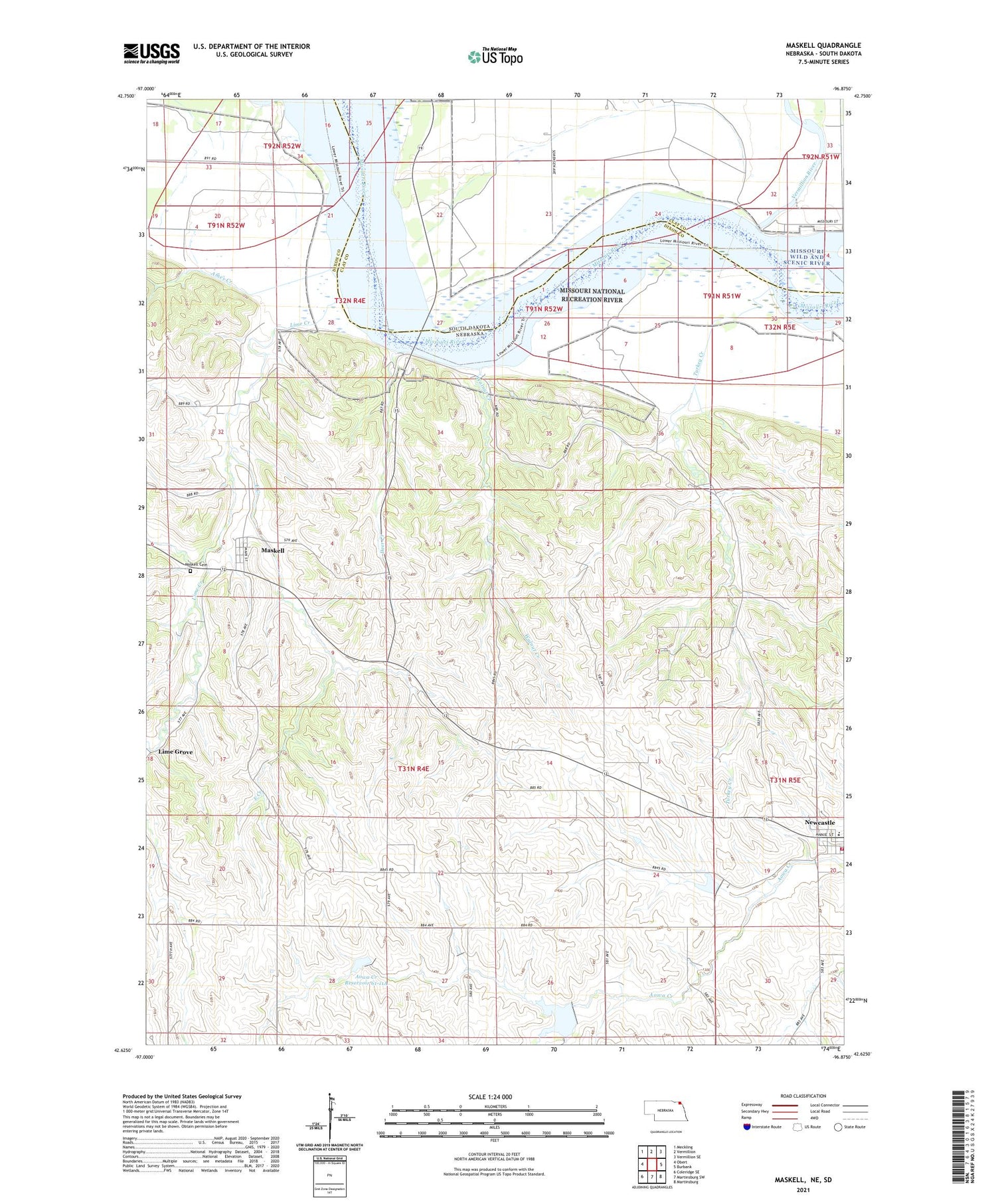 Maskell Nebraska US Topo Map Image