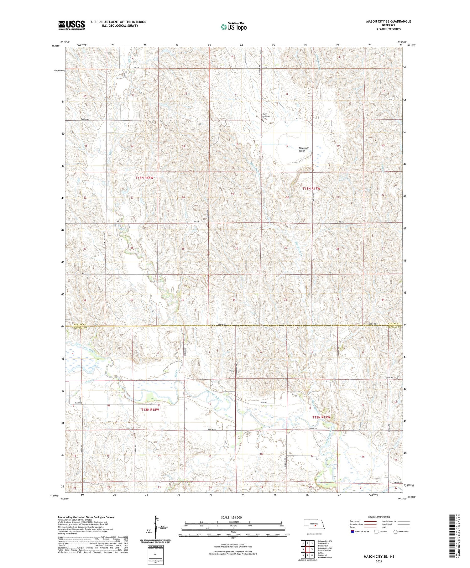 Mason City SE Nebraska US Topo Map Image