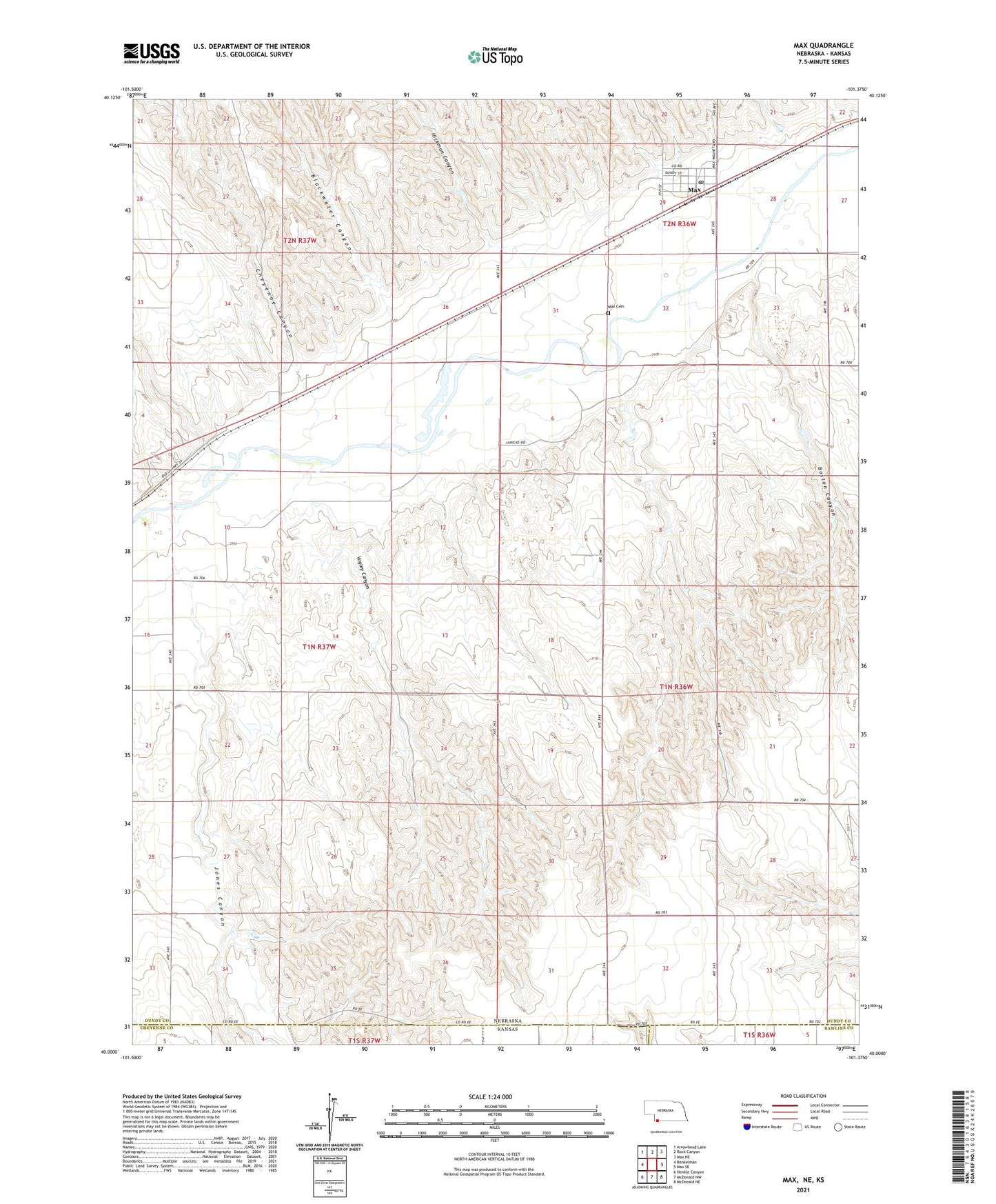 Max Nebraska US Topo Map Image
