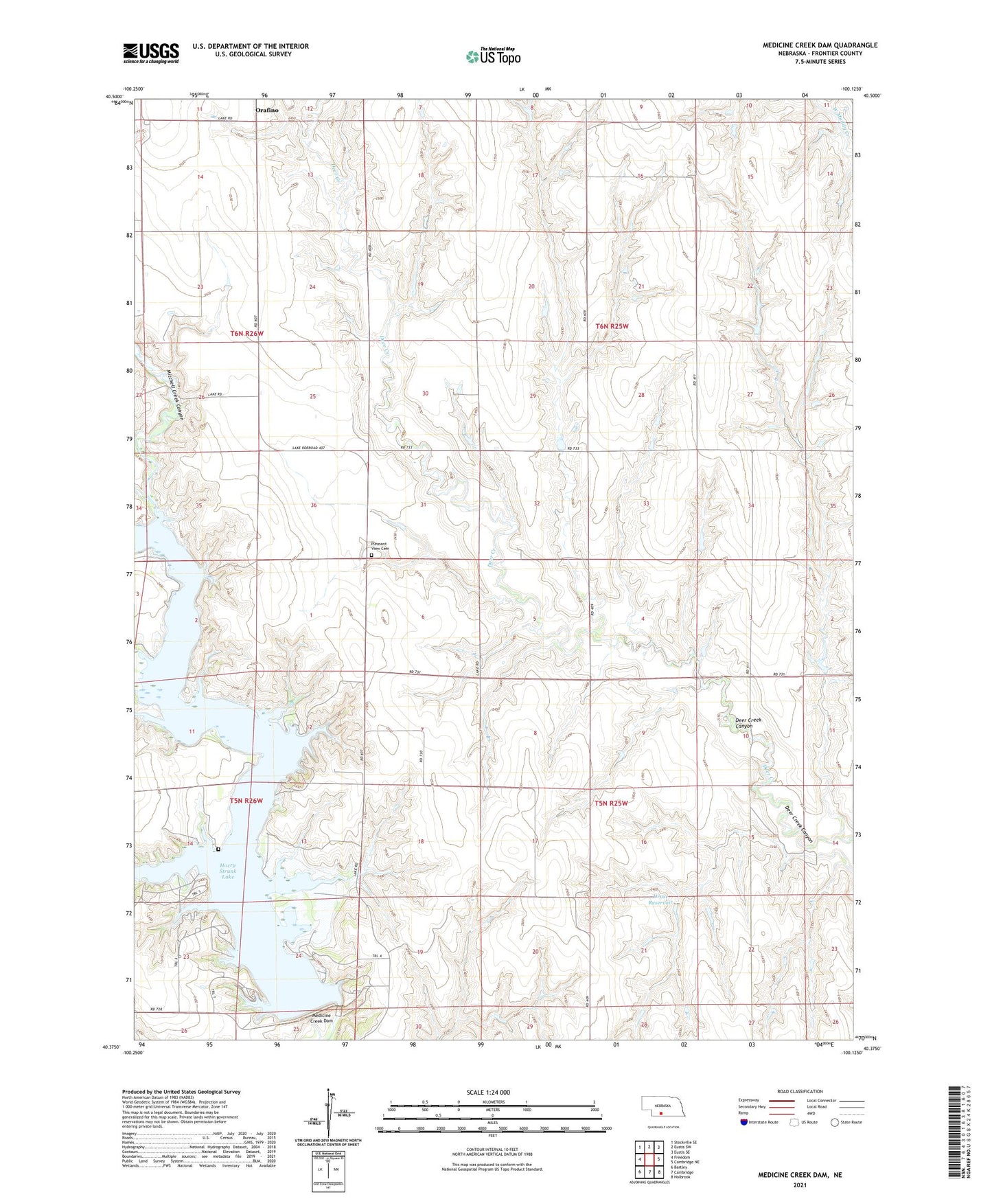 Medicine Creek Dam Nebraska US Topo Map Image