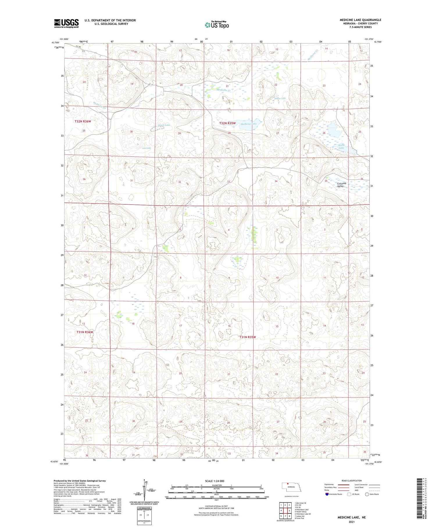 Medicine Lake Nebraska US Topo Map Image