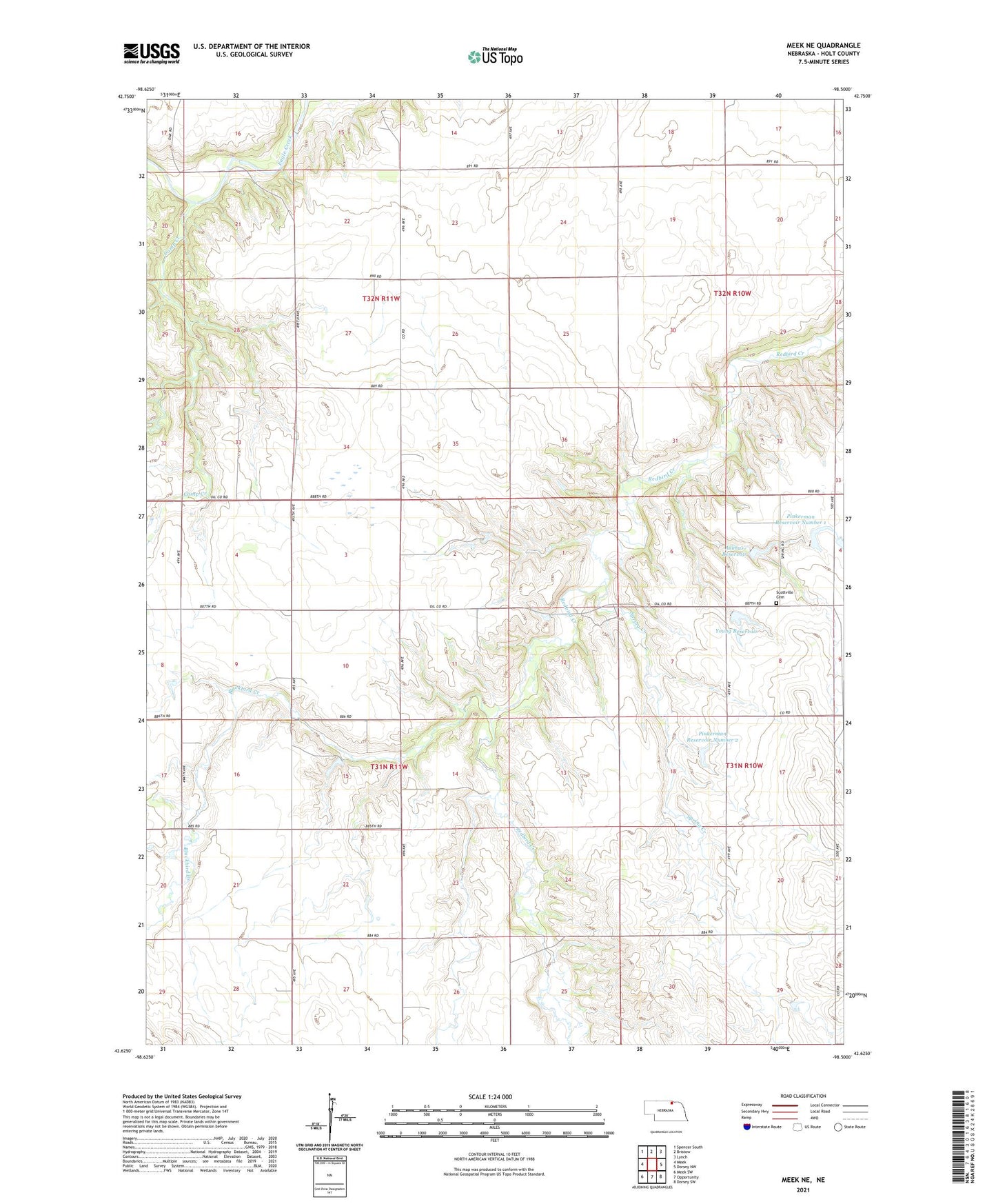 Meek NE Nebraska US Topo Map Image