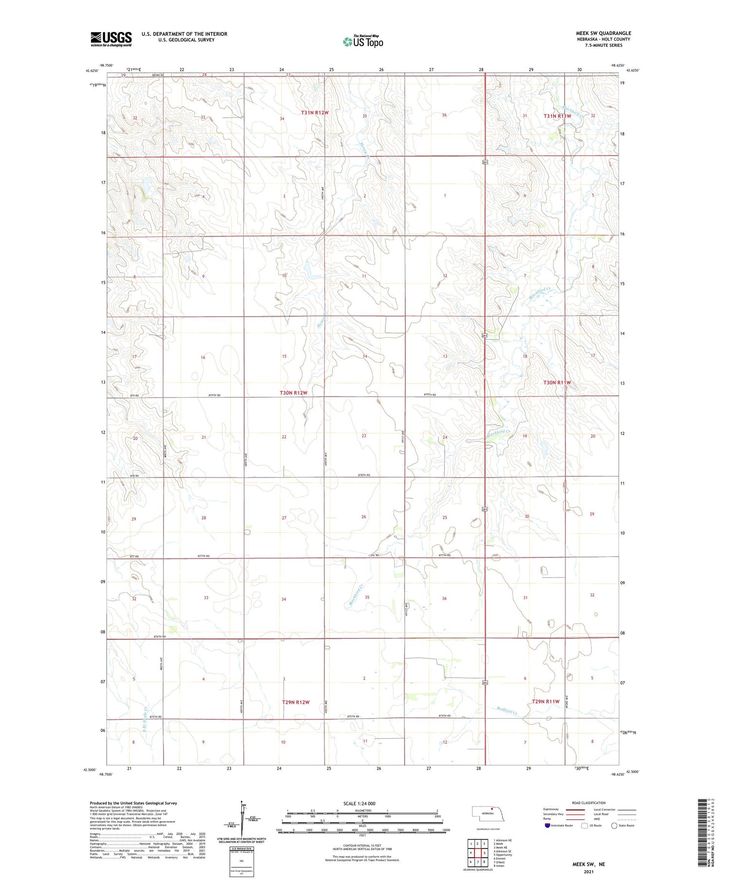 Meek SW Nebraska US Topo Map Image