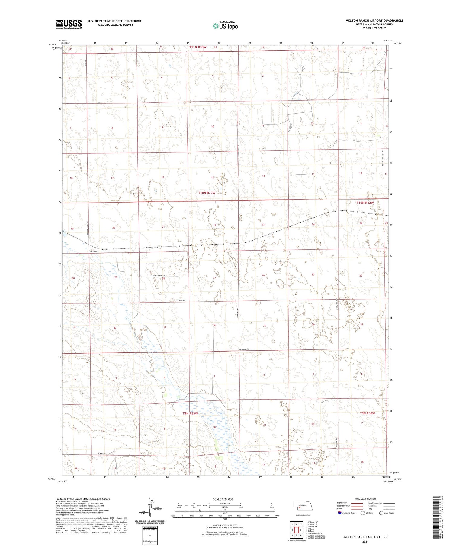 Melton Ranch Airport Nebraska US Topo Map Image