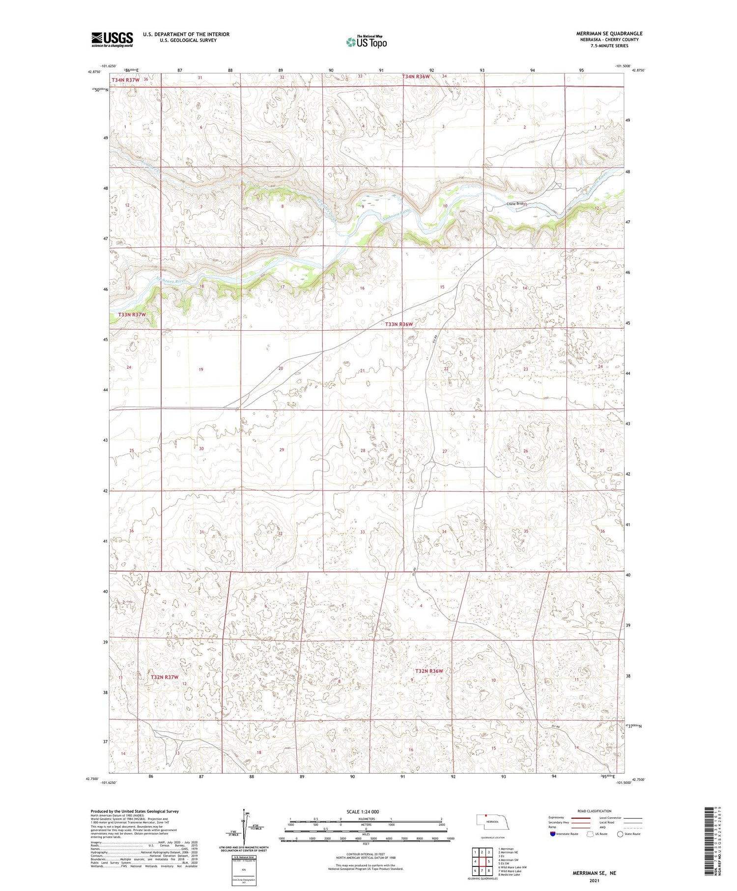 Merriman SE Nebraska US Topo Map Image