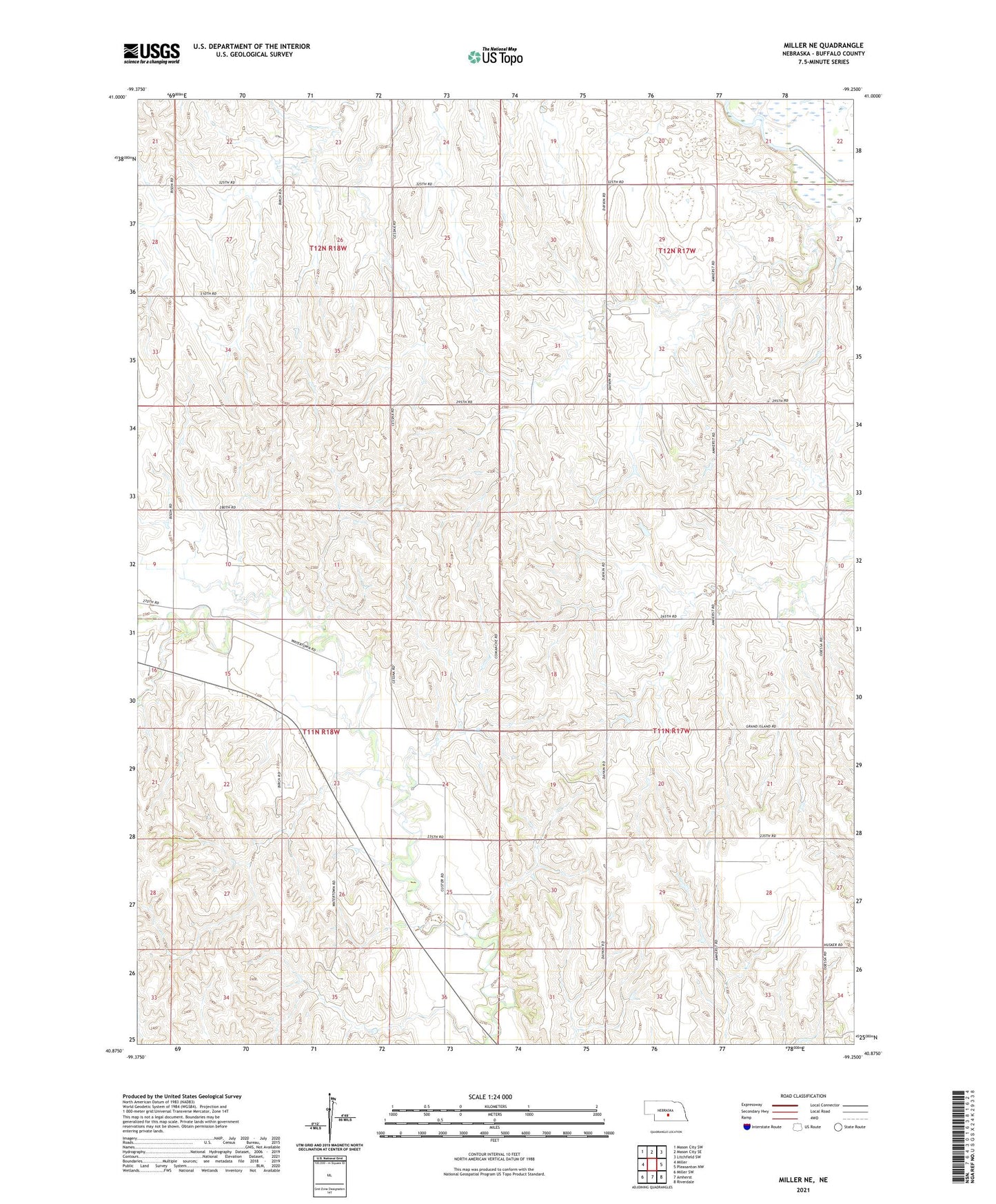 Miller NE Nebraska US Topo Map Image