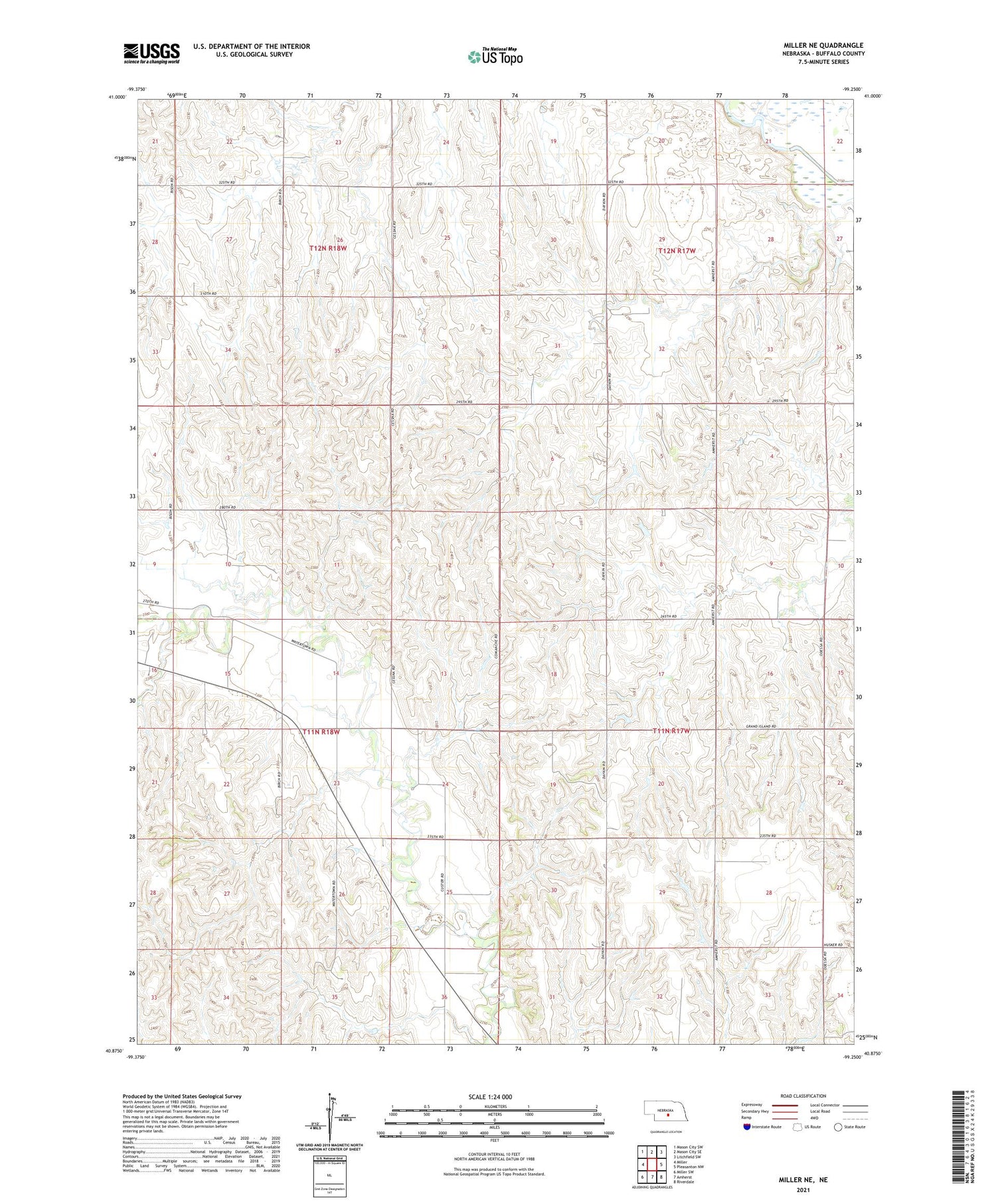 Miller NE Nebraska US Topo Map Image