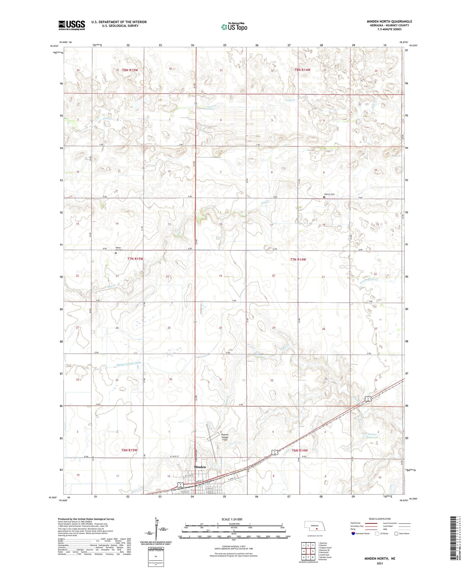 Minden North Nebraska US Topo Map Image