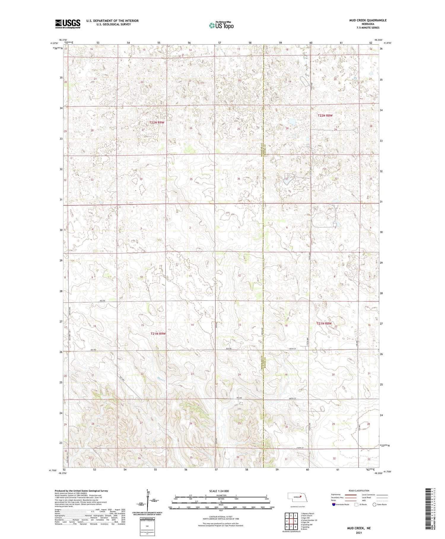 Mud Creek Nebraska US Topo Map Image