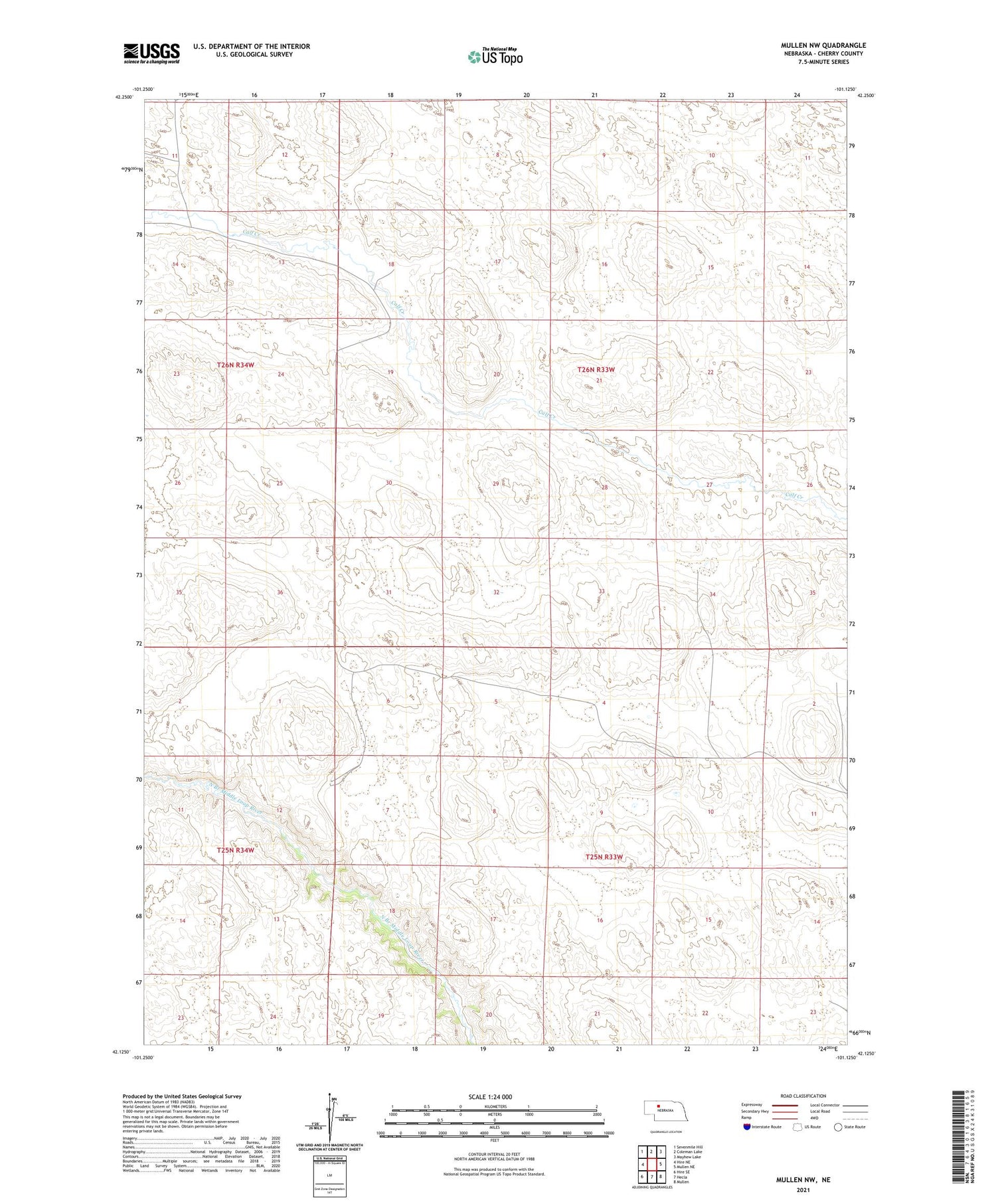 Mullen NW Nebraska US Topo Map Image