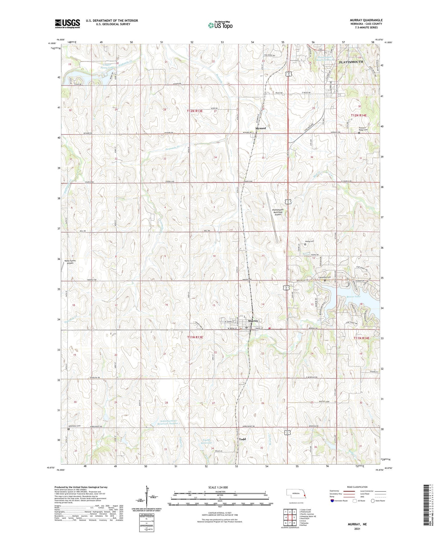 Murray Nebraska US Topo Map Image