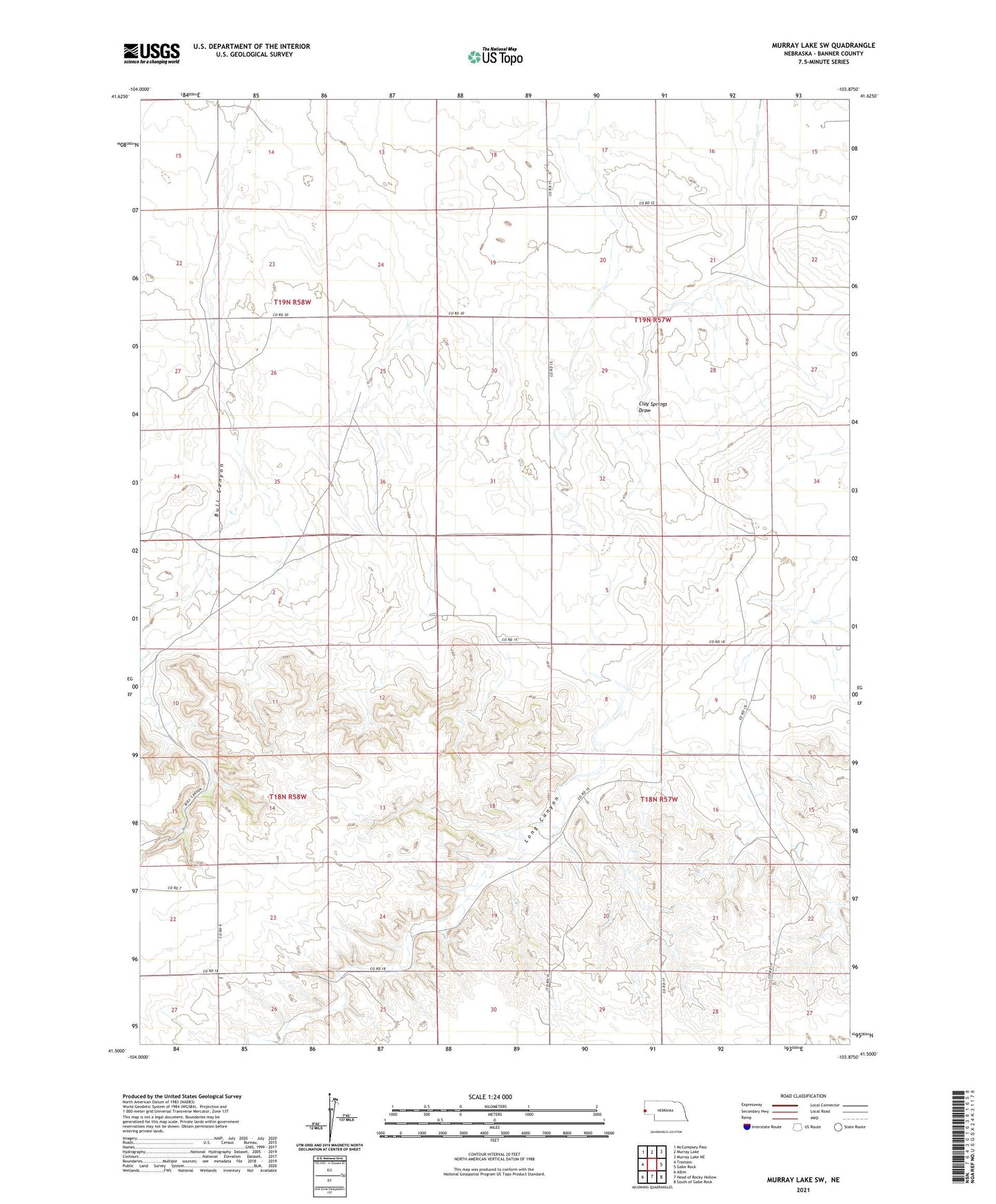 Murray Lake SW Nebraska US Topo Map Image