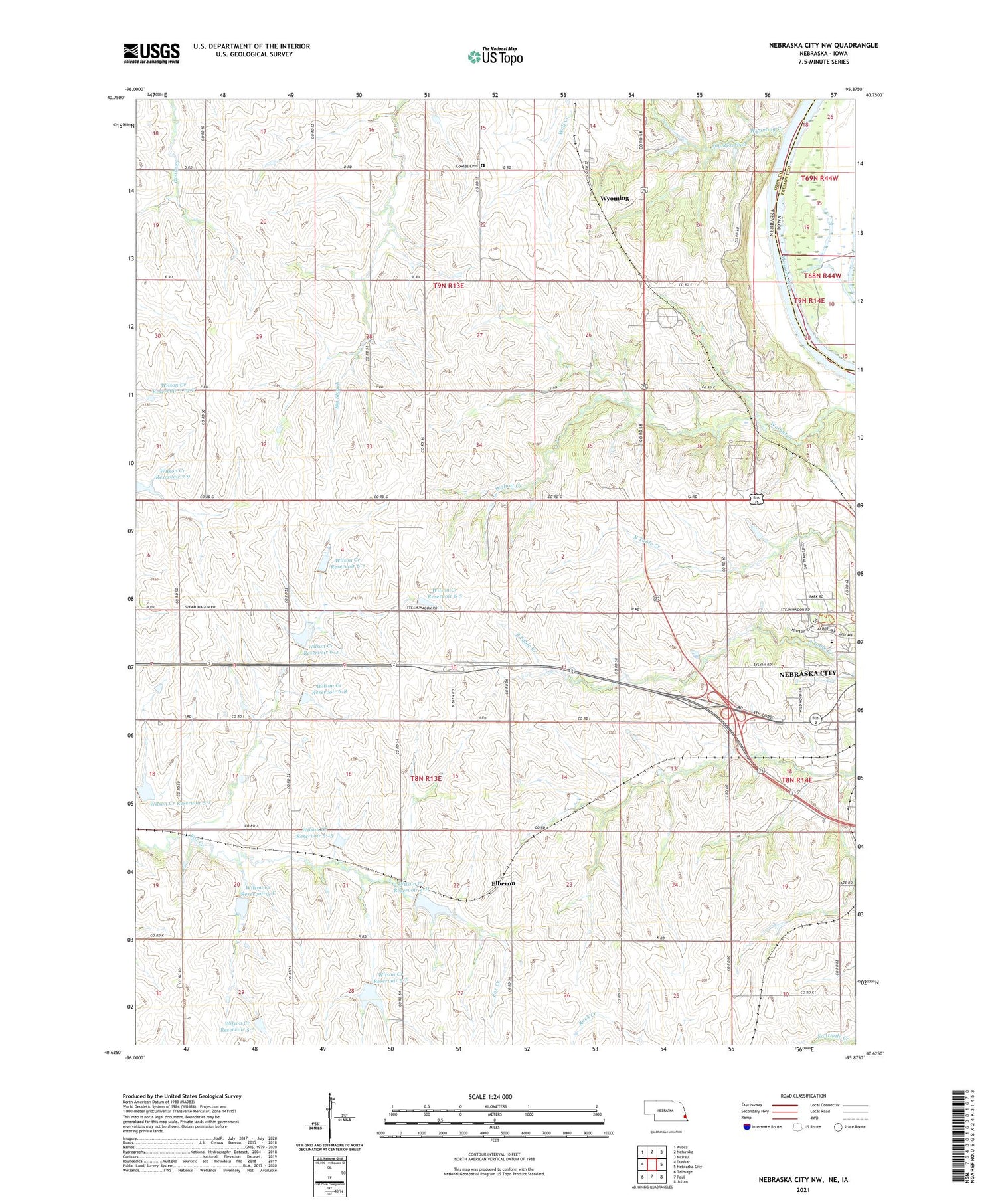 Nebraska City NW Nebraska US Topo Map Image