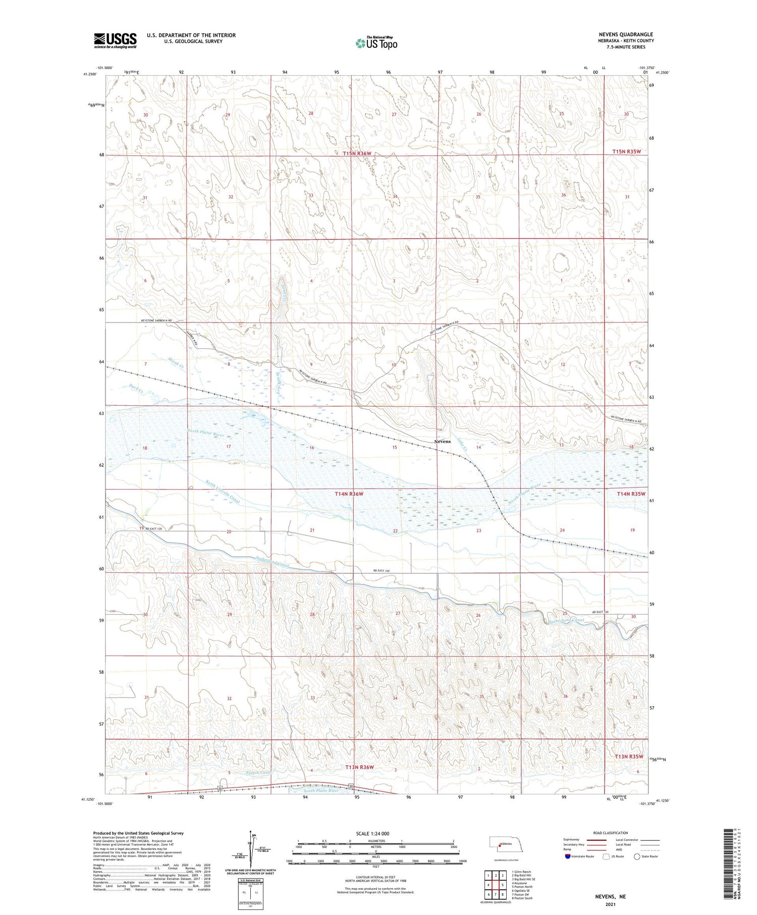 Nevens Nebraska US Topo Map Image