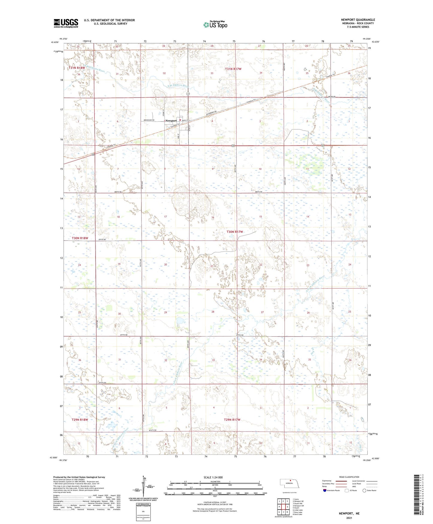 Newport Nebraska US Topo Map Image