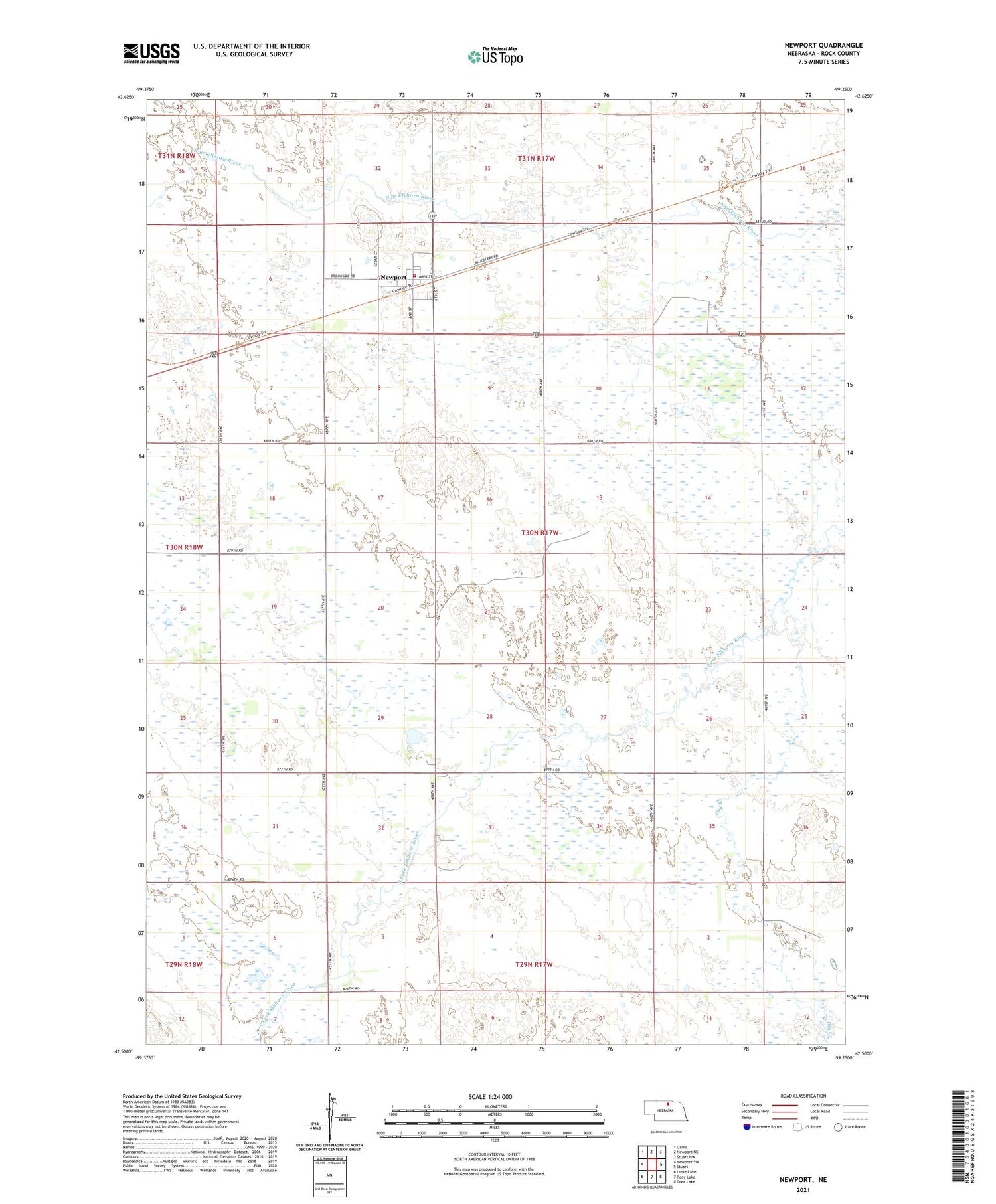 Newport Nebraska US Topo Map Image