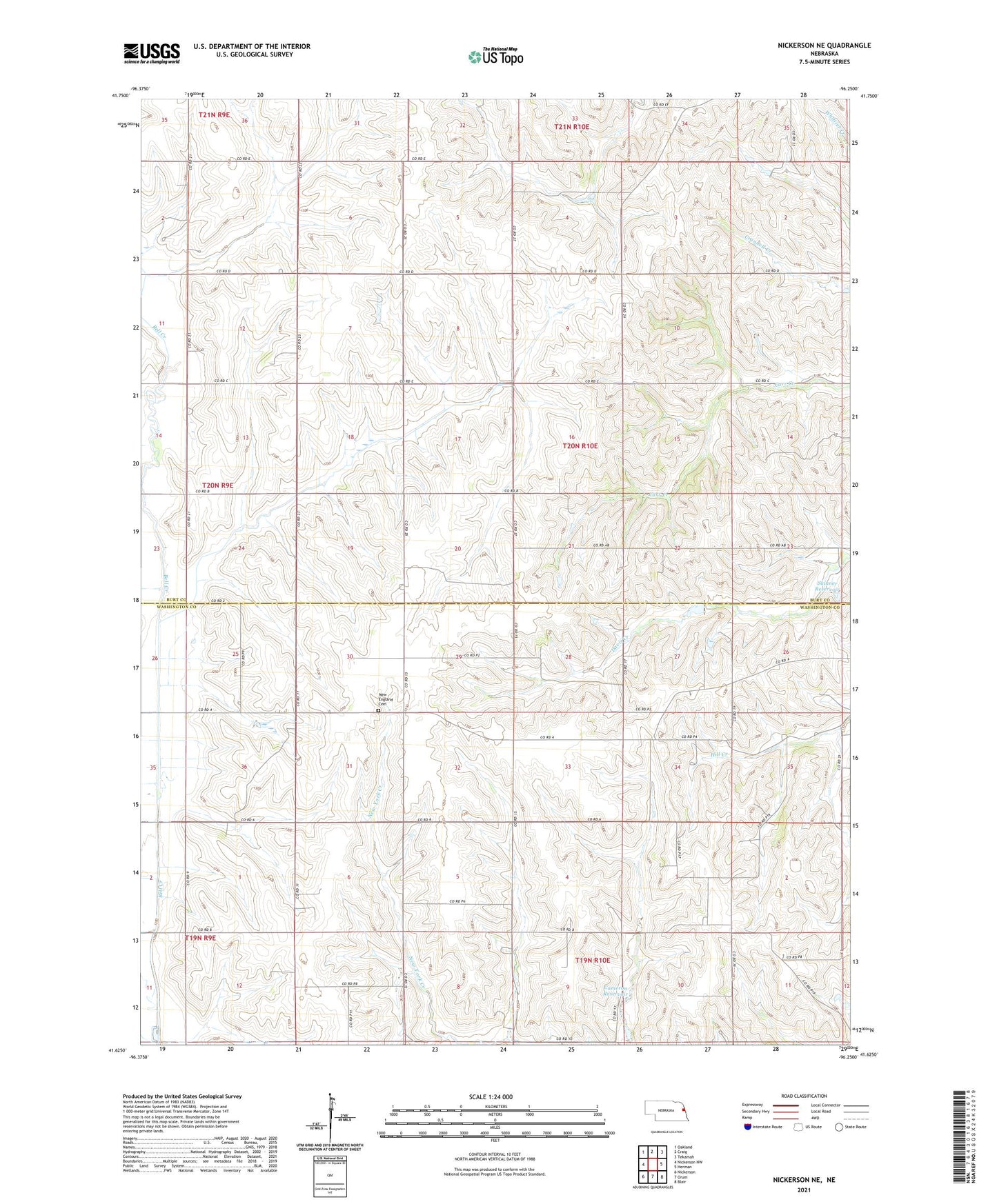 Nickerson NE Nebraska US Topo Map Image