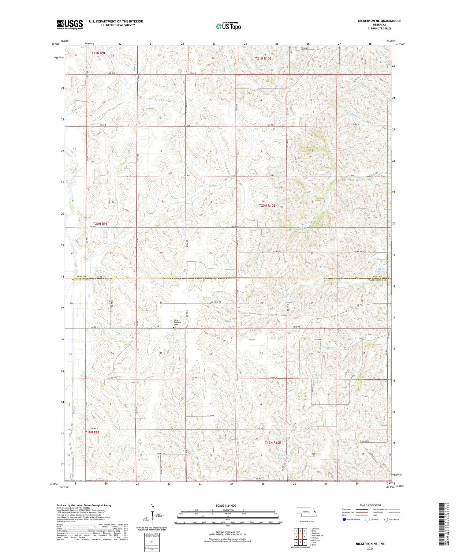 Nickerson NE Nebraska US Topo Map Image