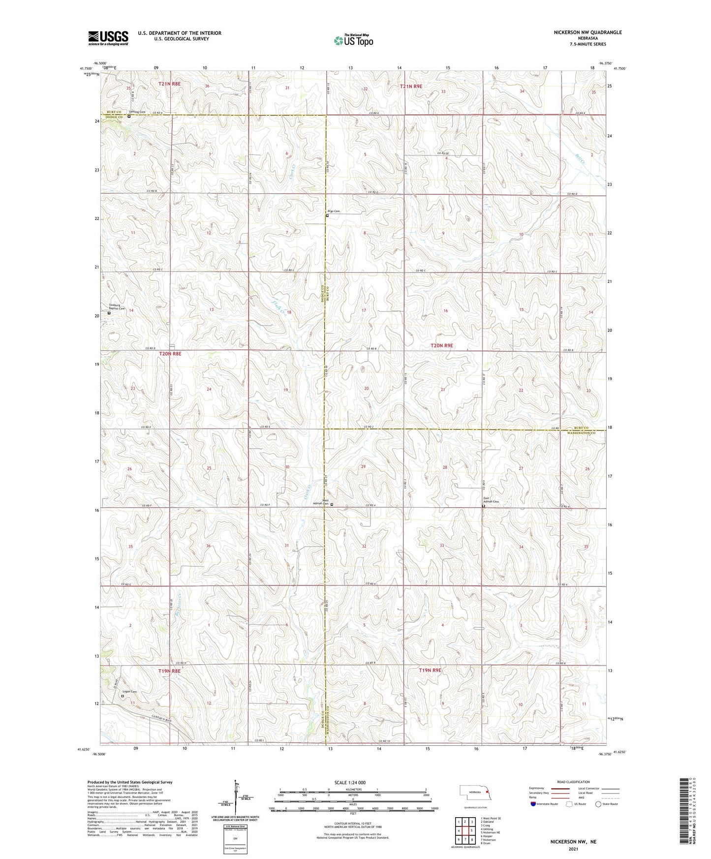 Nickerson NW Nebraska US Topo Map Image