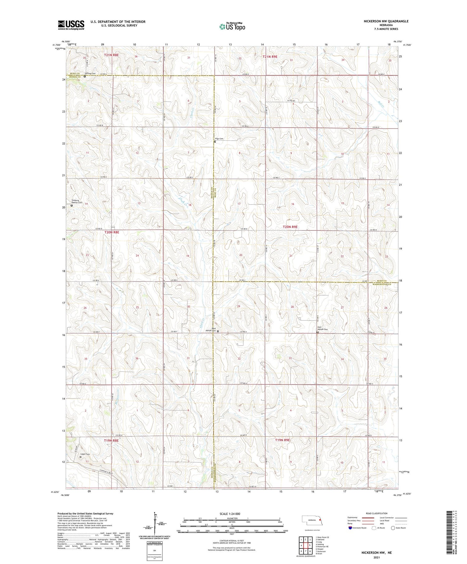 Nickerson NW Nebraska US Topo Map Image