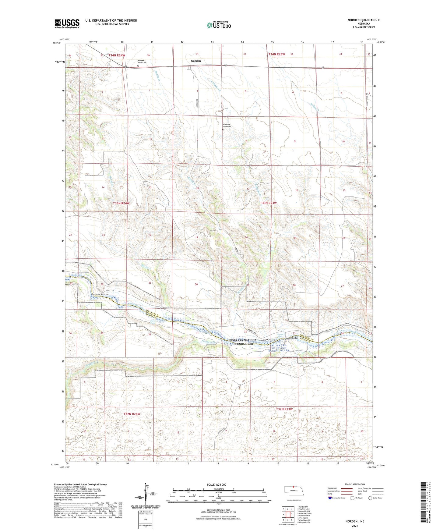 Norden Nebraska US Topo Map Image
