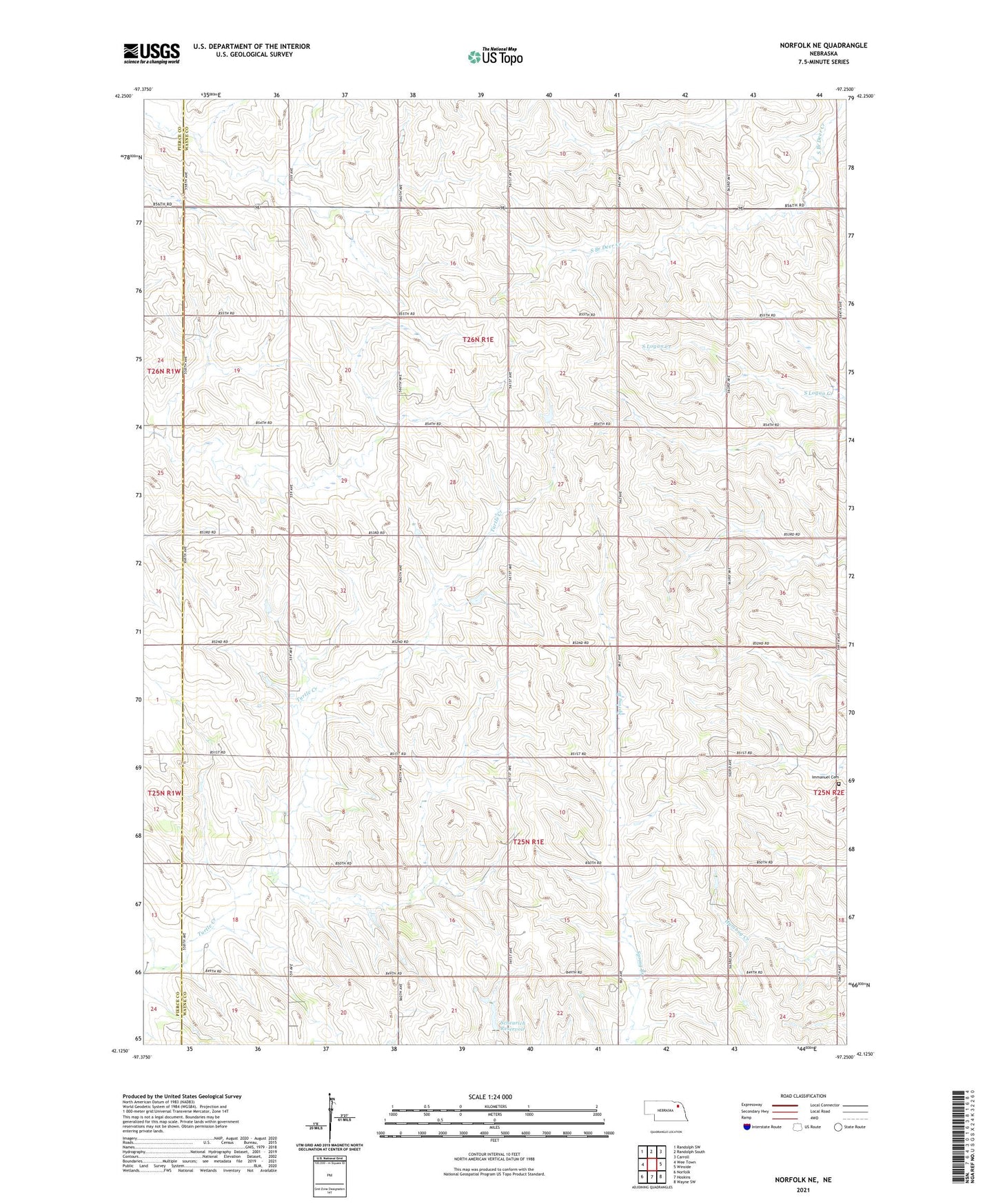 Norfolk NE Nebraska US Topo Map Image
