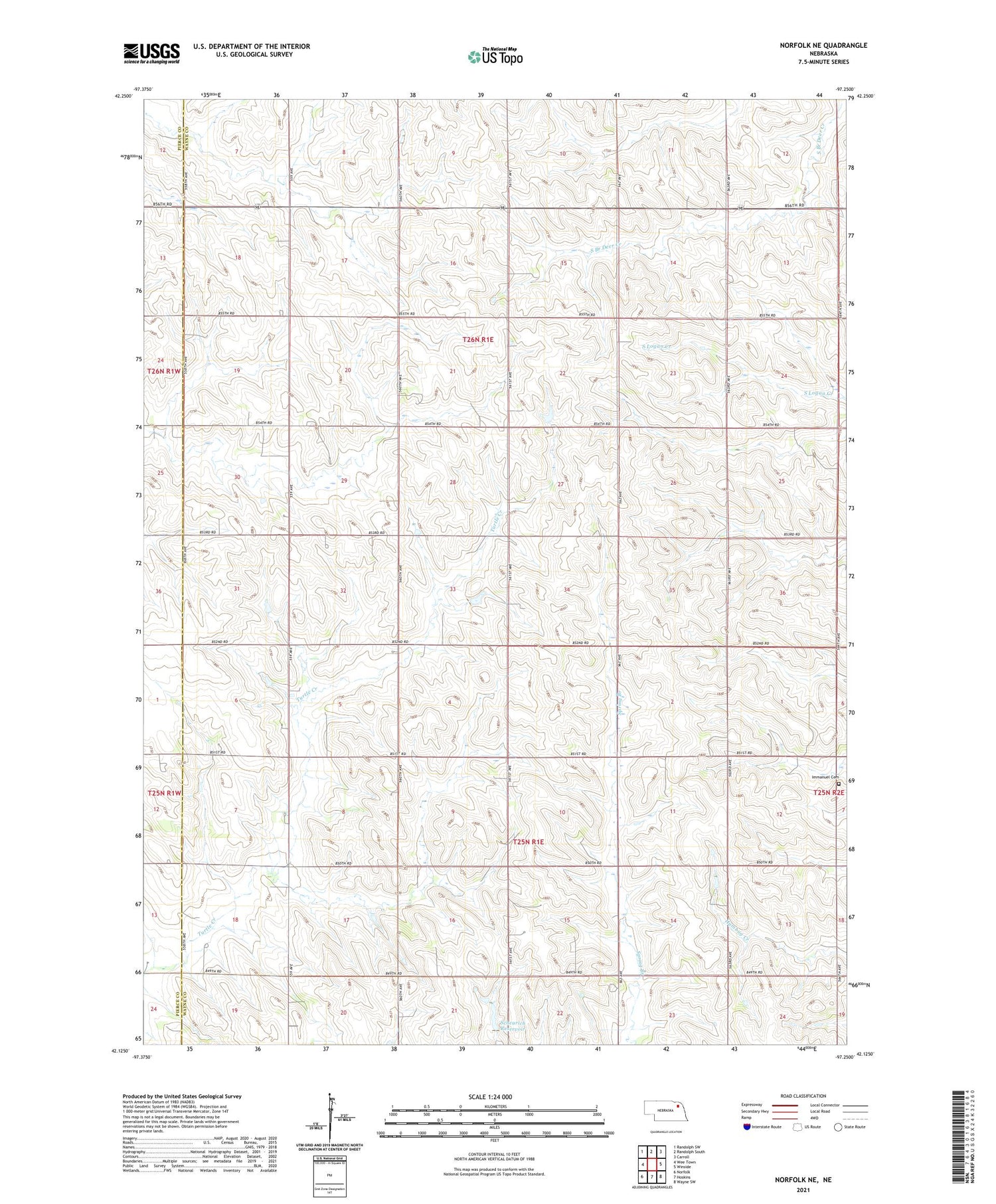 Norfolk NE Nebraska US Topo Map Image