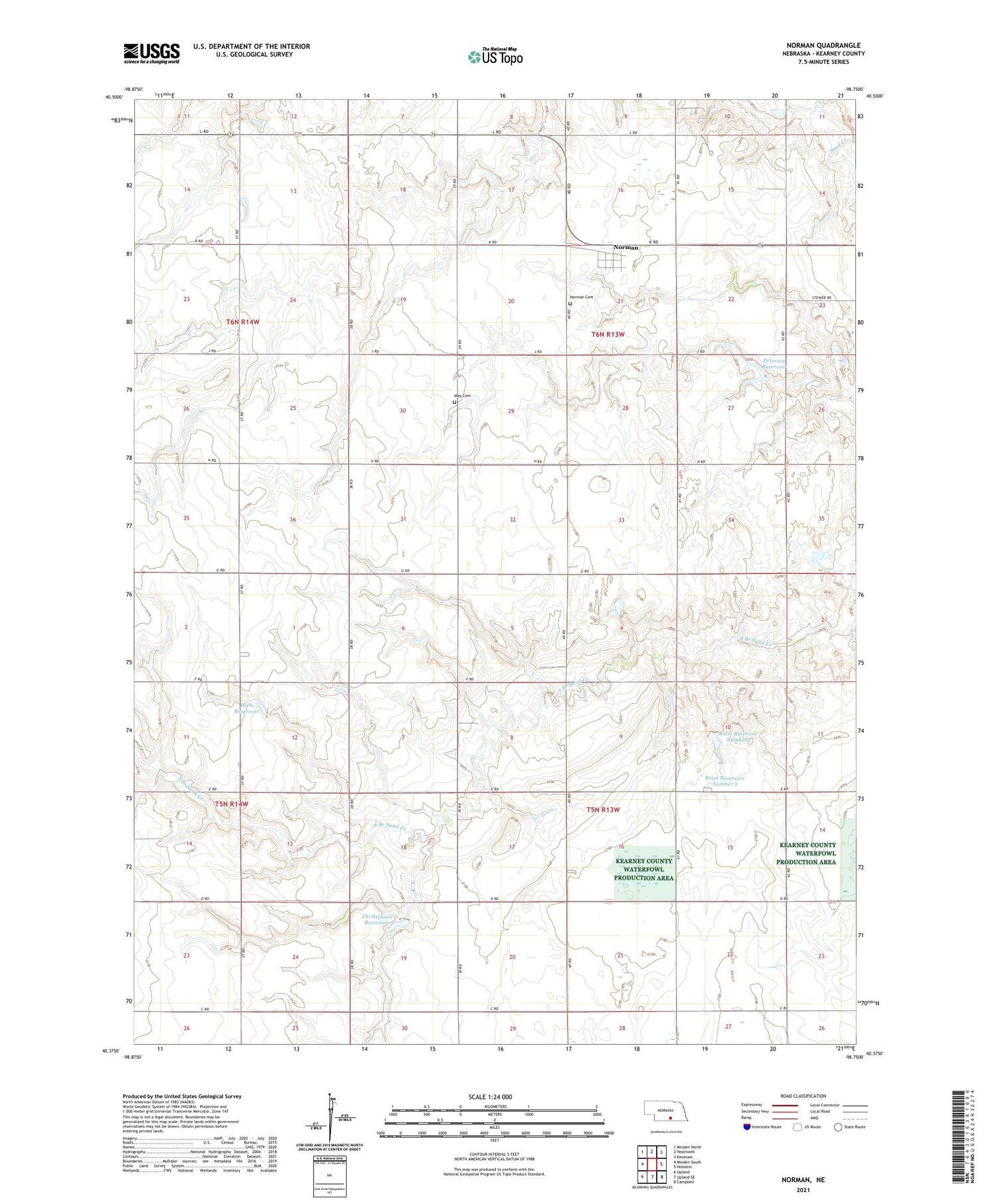 Norman Nebraska US Topo Map Image