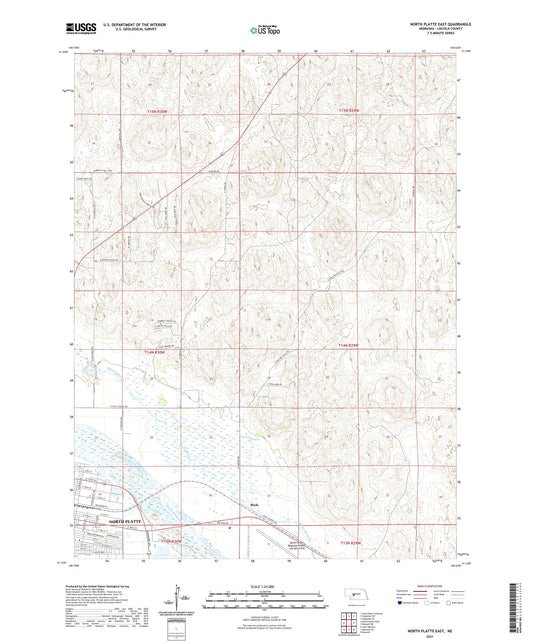 North Platte East Nebraska US Topo Map Image