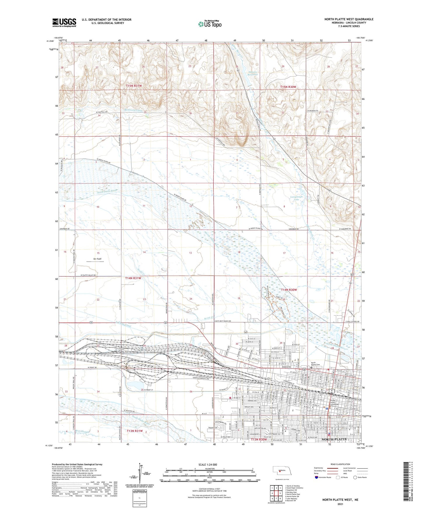 North Platte West Nebraska US Topo Map Image