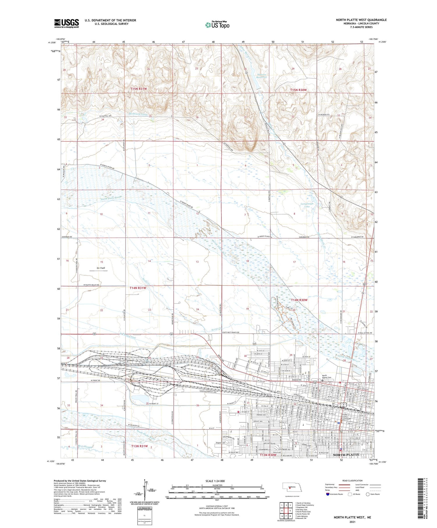 North Platte West Nebraska US Topo Map Image