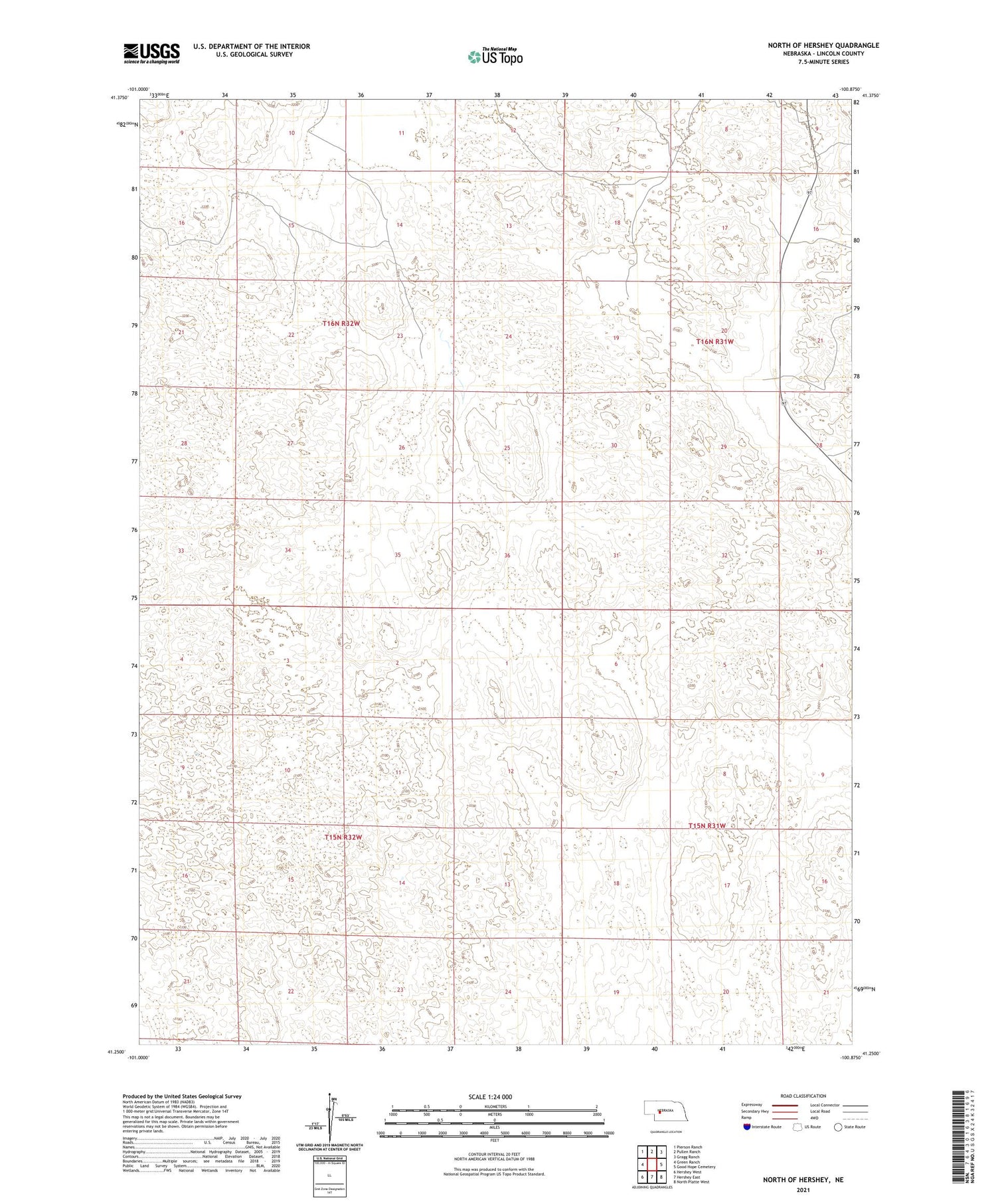North of Hershey Nebraska US Topo Map Image