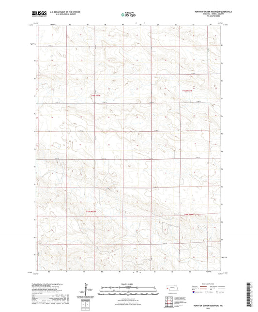 North of Oliver Reservoir Nebraska US Topo Map Image