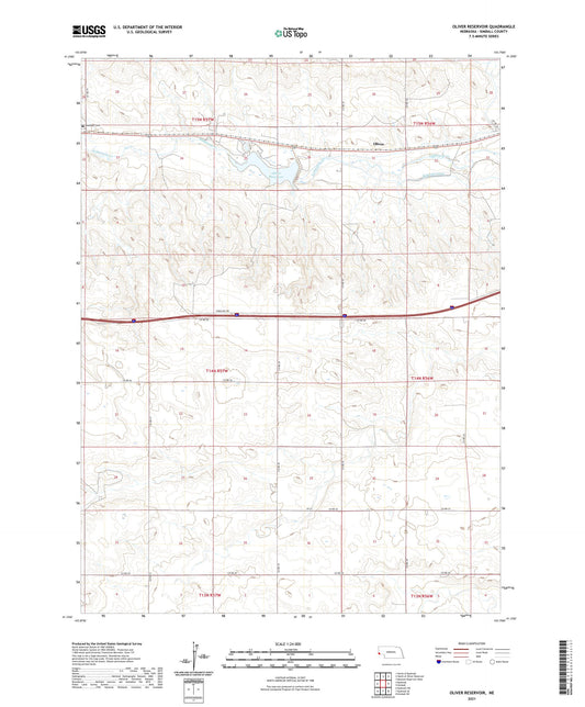 Oliver Reservoir Nebraska US Topo Map Image