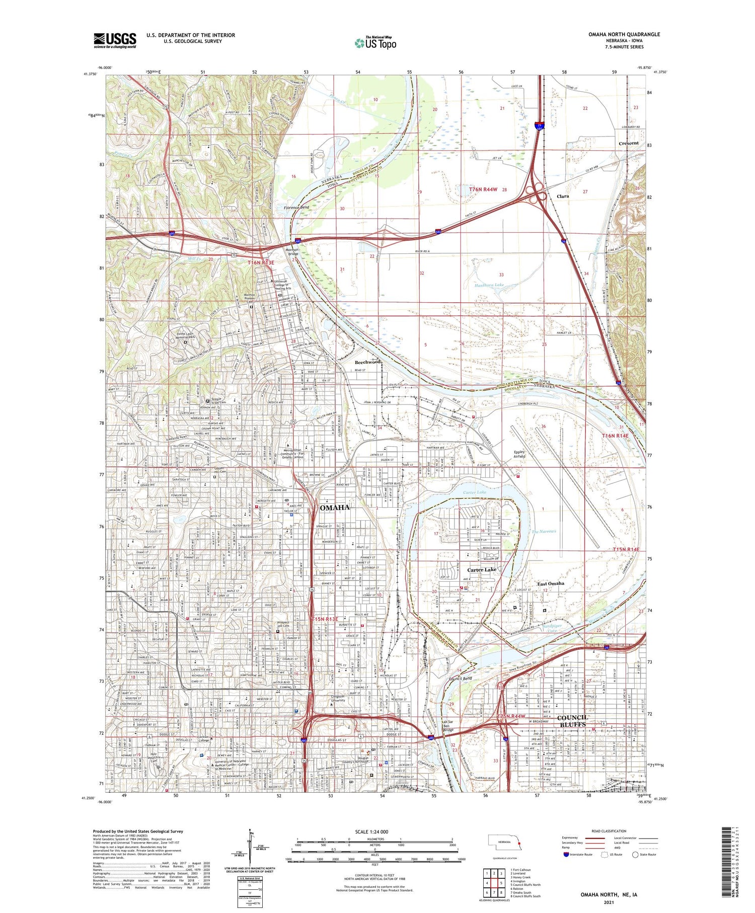 Omaha North Nebraska US Topo Map Image