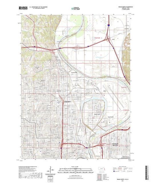 Omaha North Nebraska US Topo Map Image