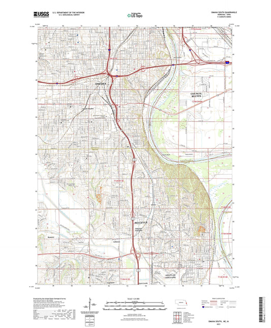 Omaha South Nebraska US Topo Map Image