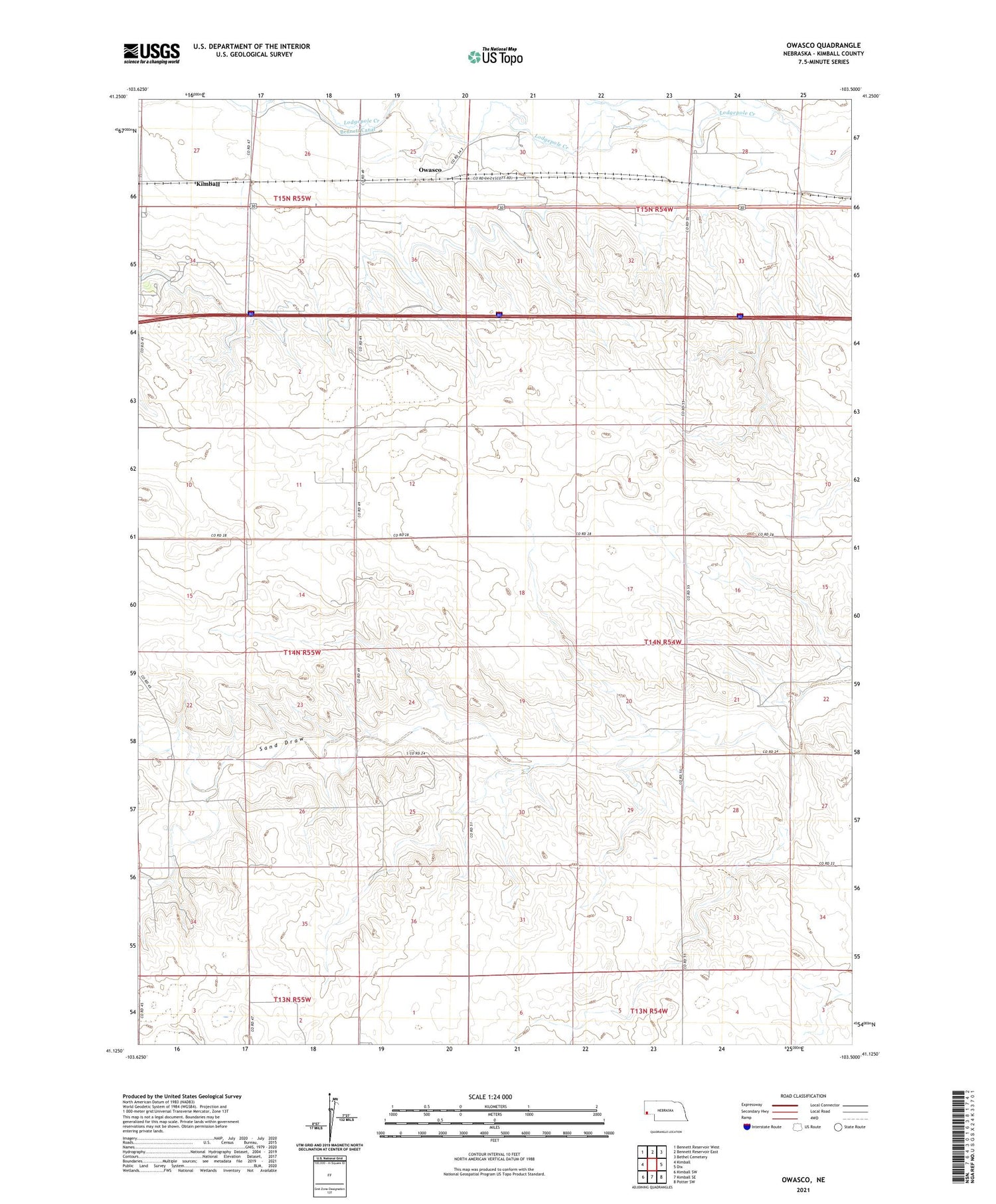 Owasco Nebraska US Topo Map Image