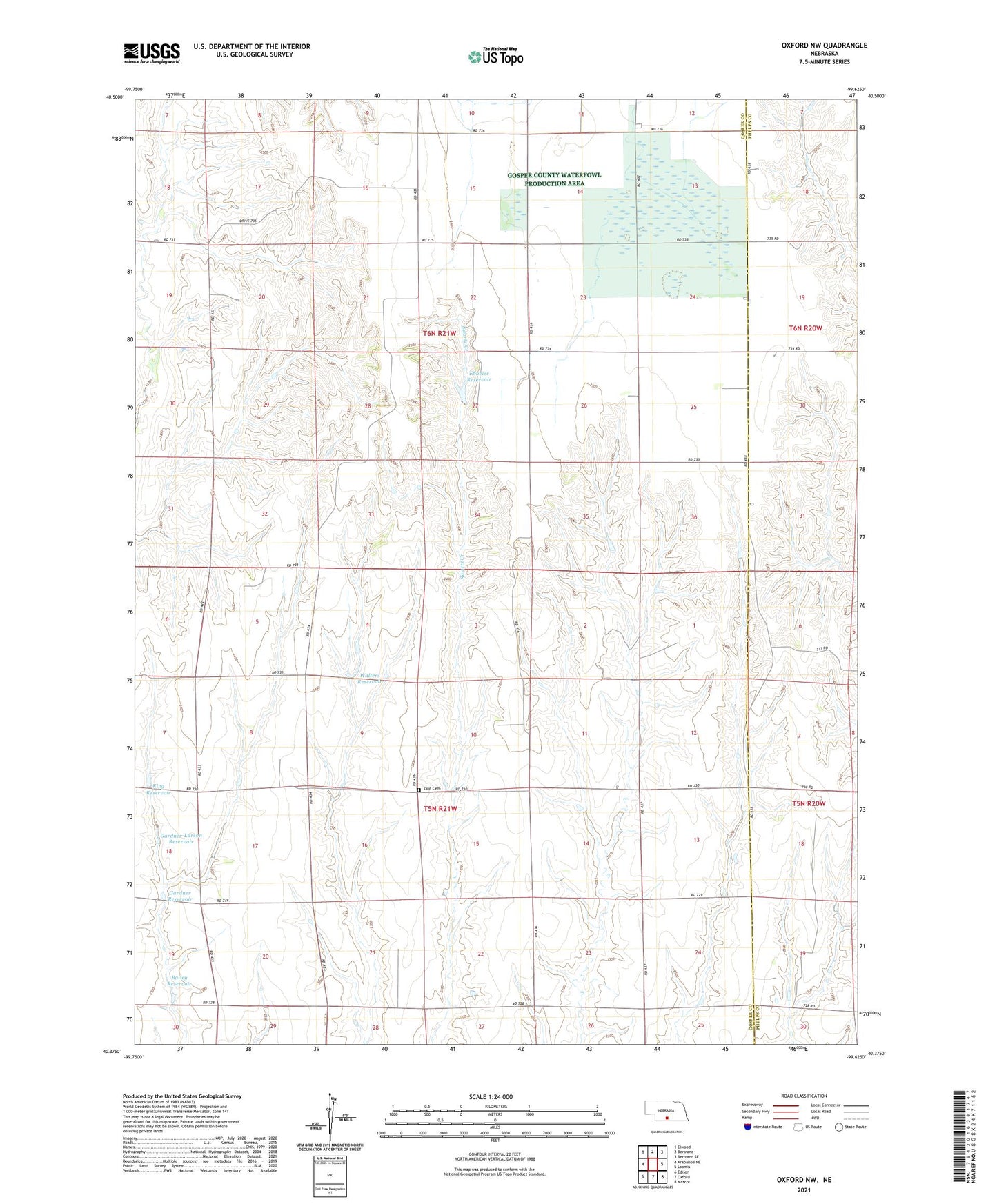 Oxford NW Nebraska US Topo Map Image