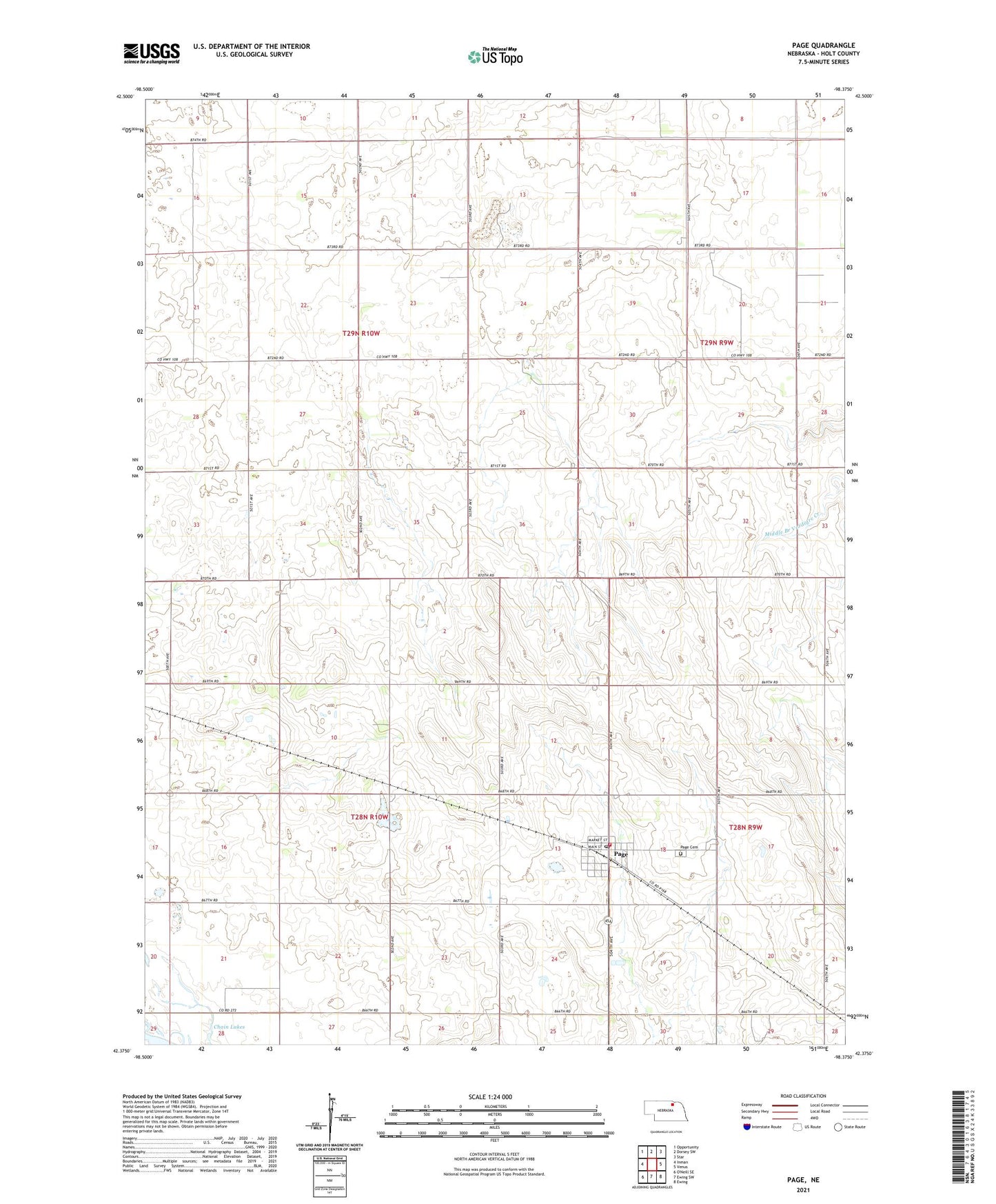 Page Nebraska US Topo Map Image