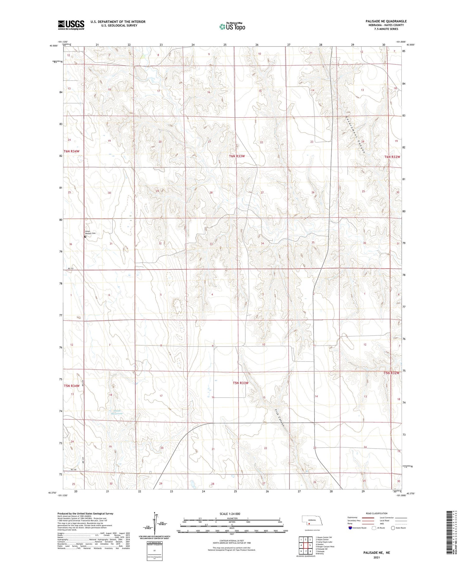 Palisade NE Nebraska US Topo Map Image