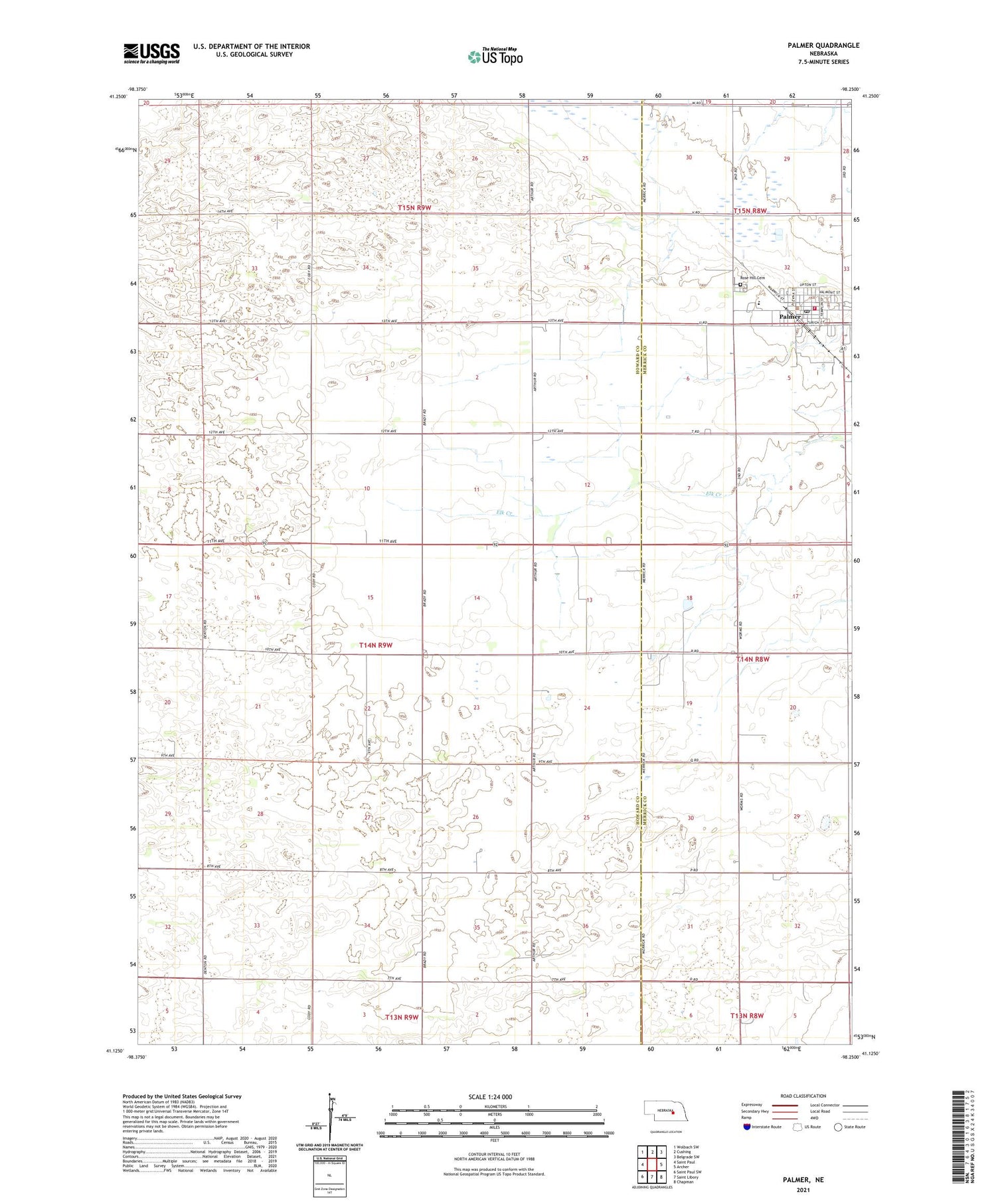 Palmer Nebraska US Topo Map Image