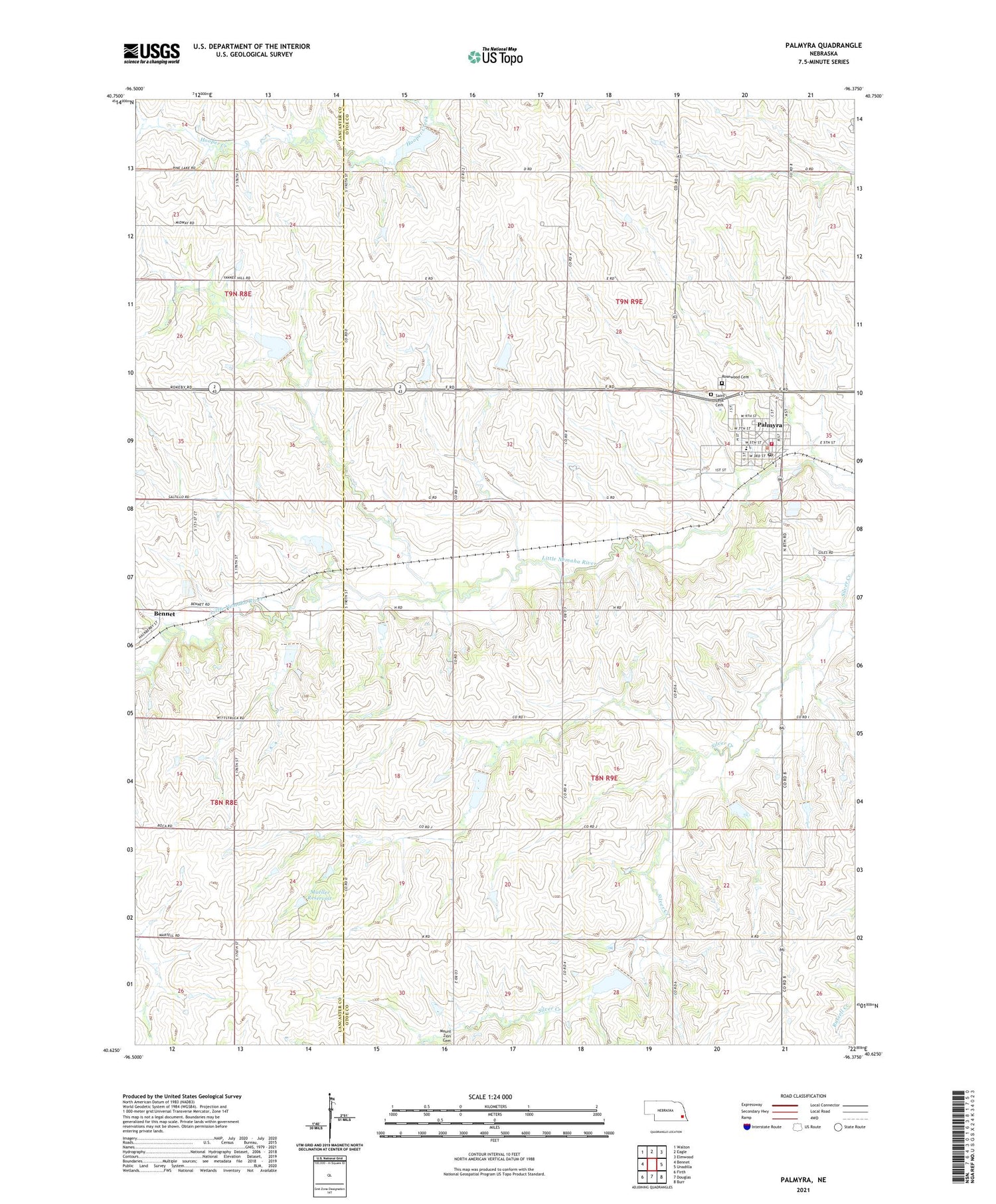 Palmyra Nebraska US Topo Map Image
