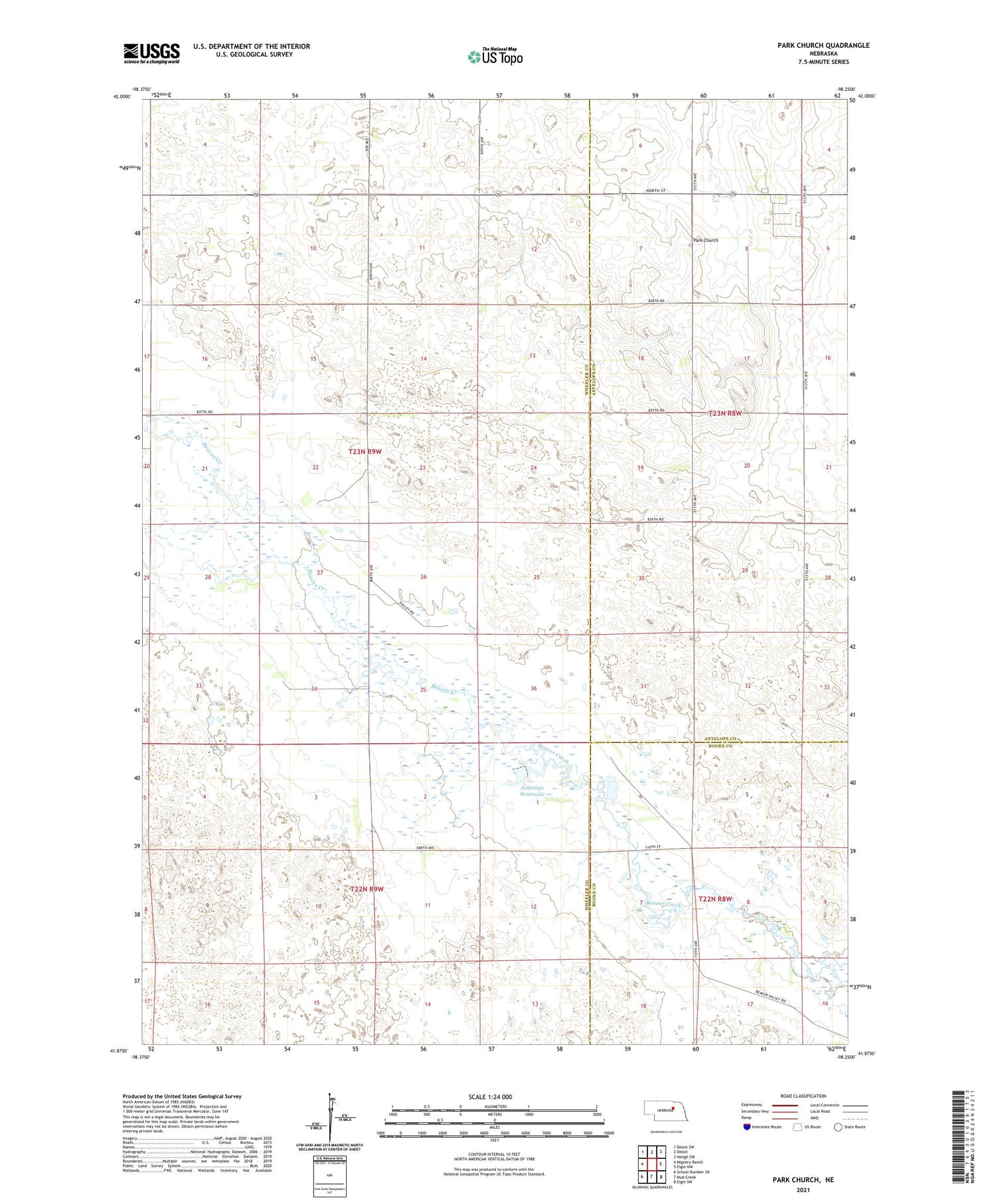 Park Church Nebraska US Topo Map Image