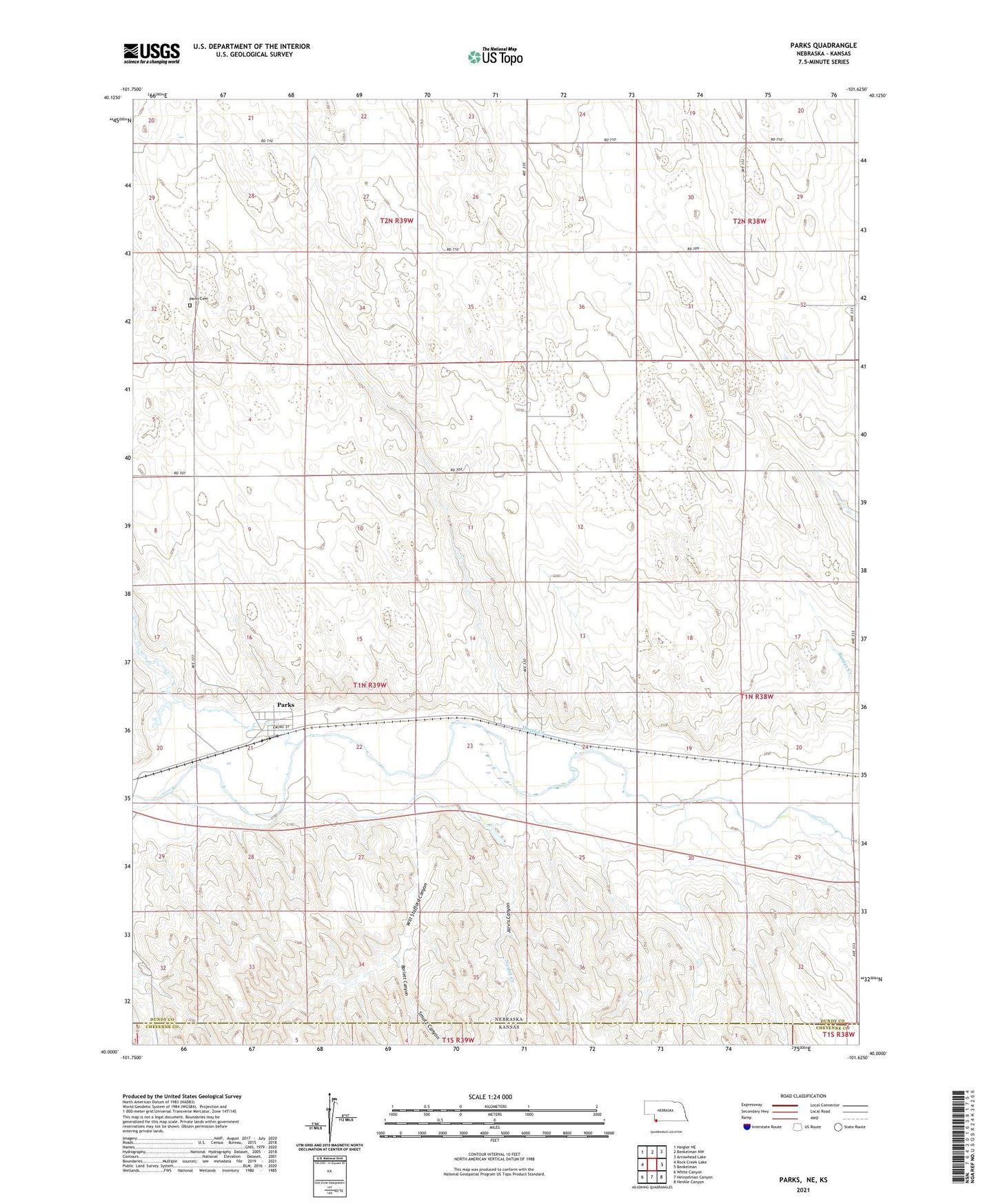 Parks Nebraska US Topo Map Image