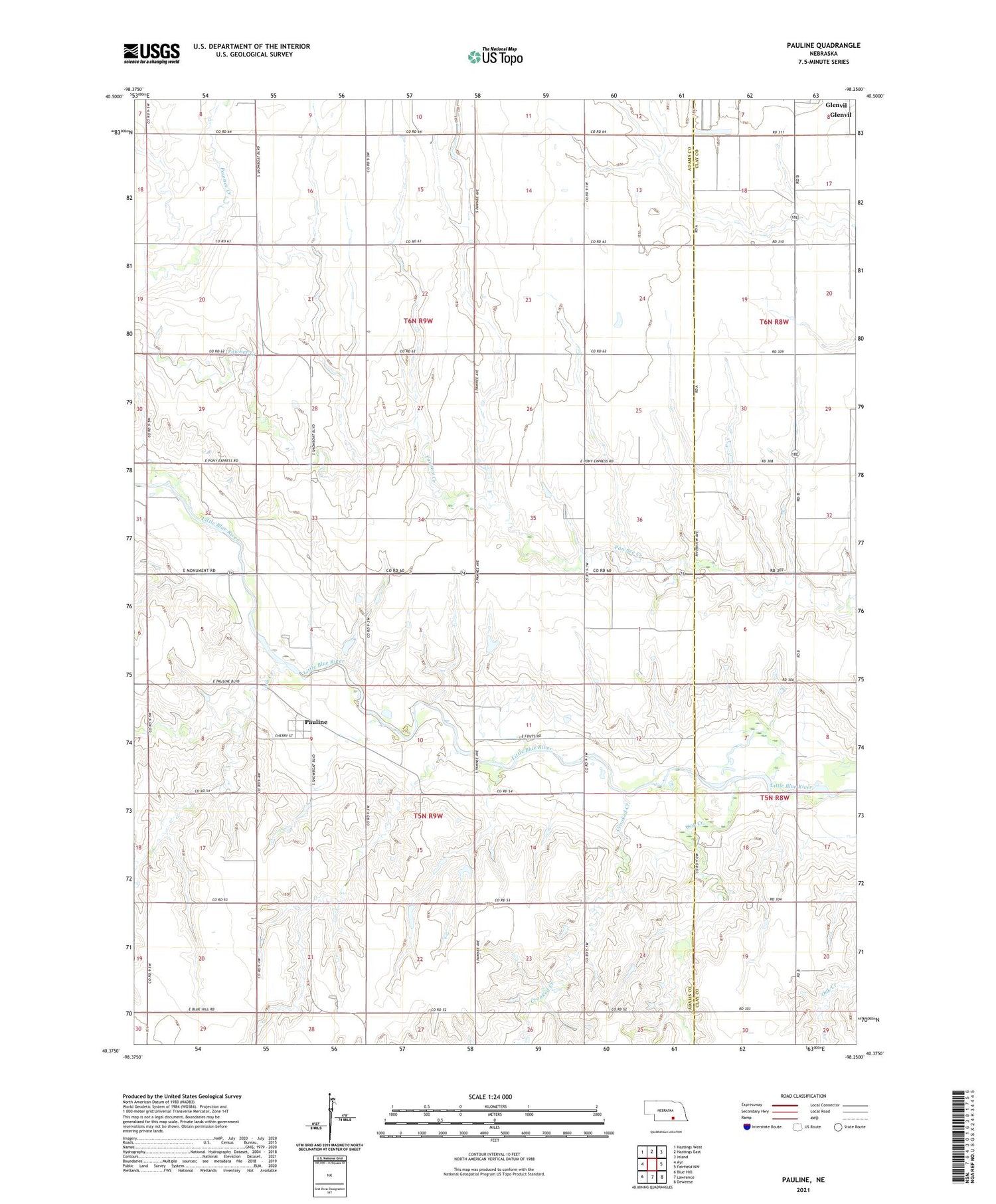 Pauline Nebraska US Topo Map Image