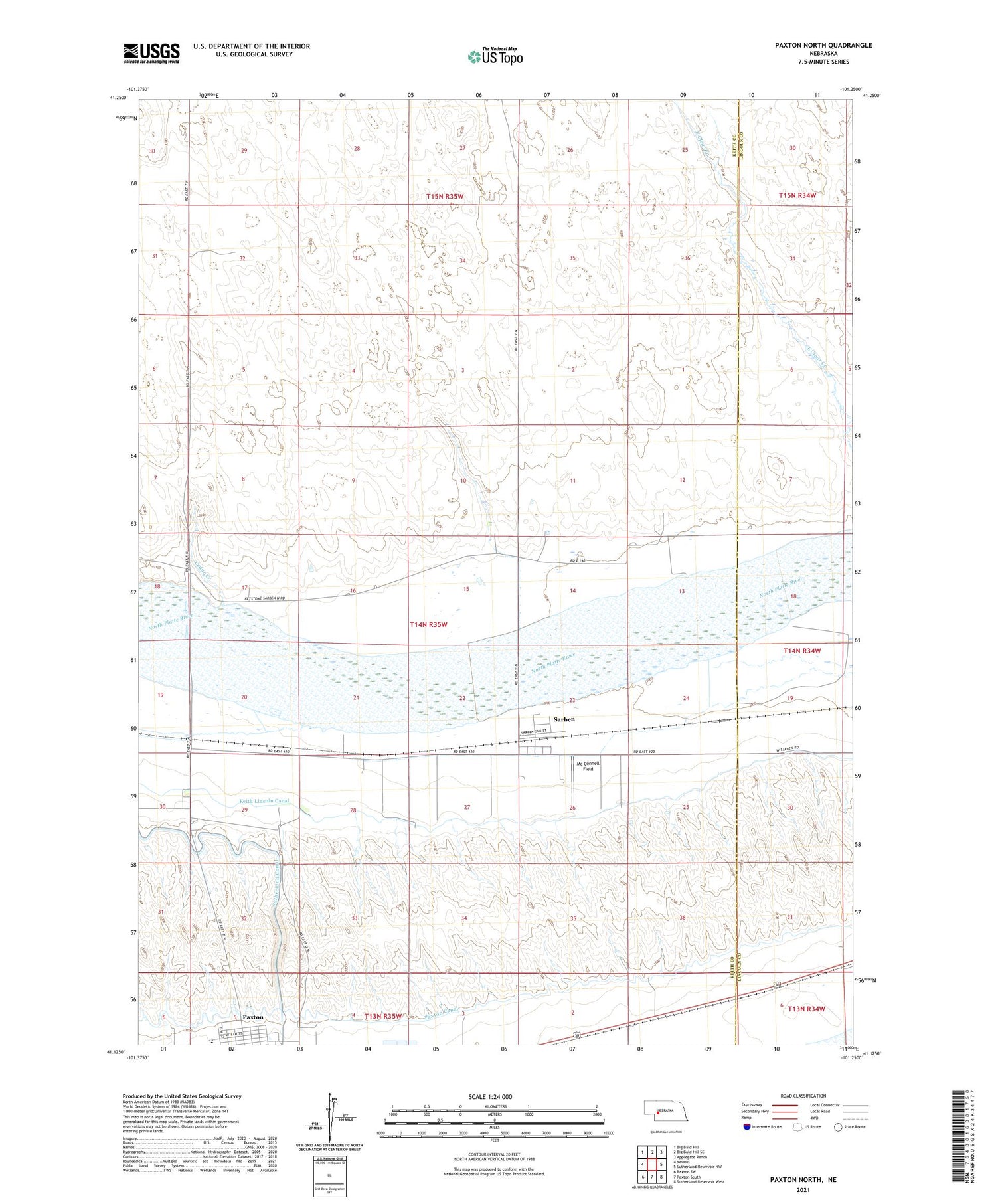 Paxton North Nebraska US Topo Map Image
