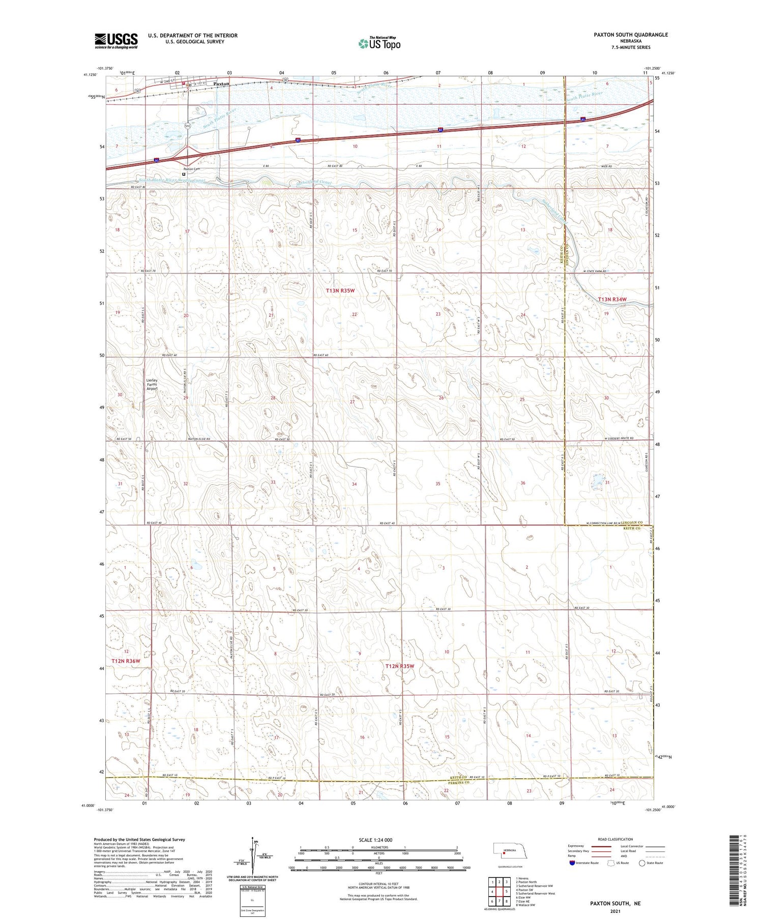 Paxton South Nebraska US Topo Map Image