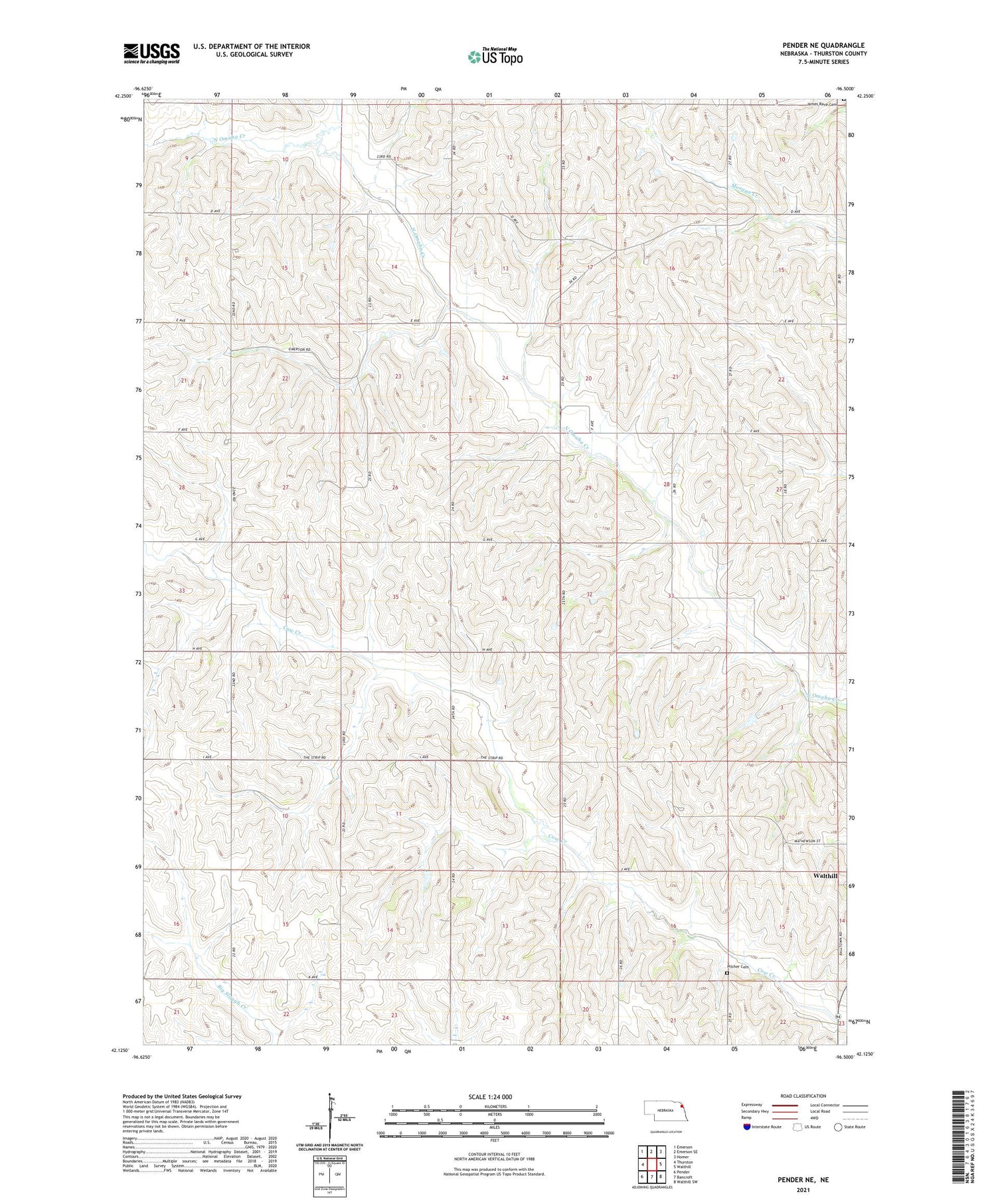 Pender NE Nebraska US Topo Map Image