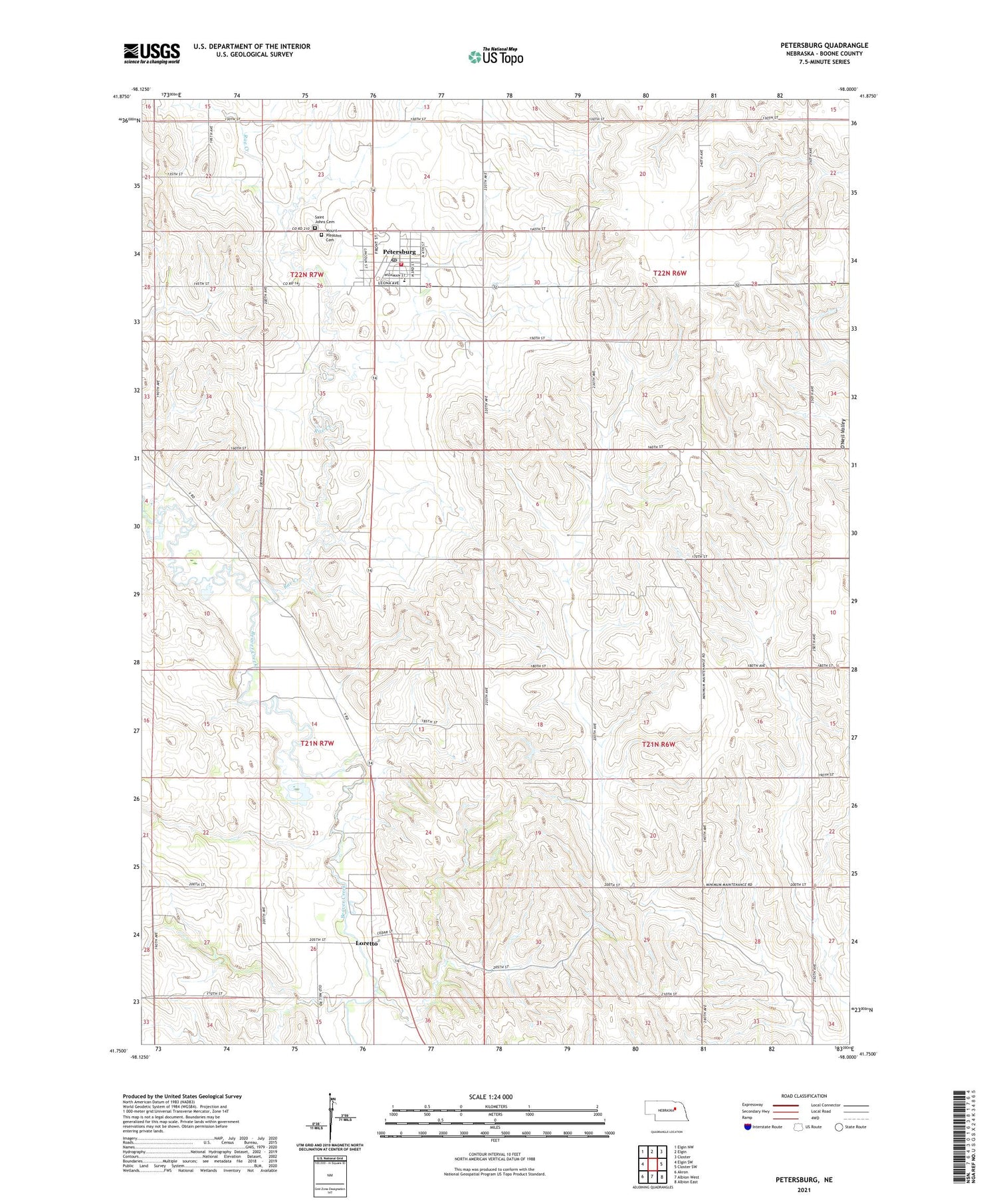 Petersburg Nebraska US Topo Map Image